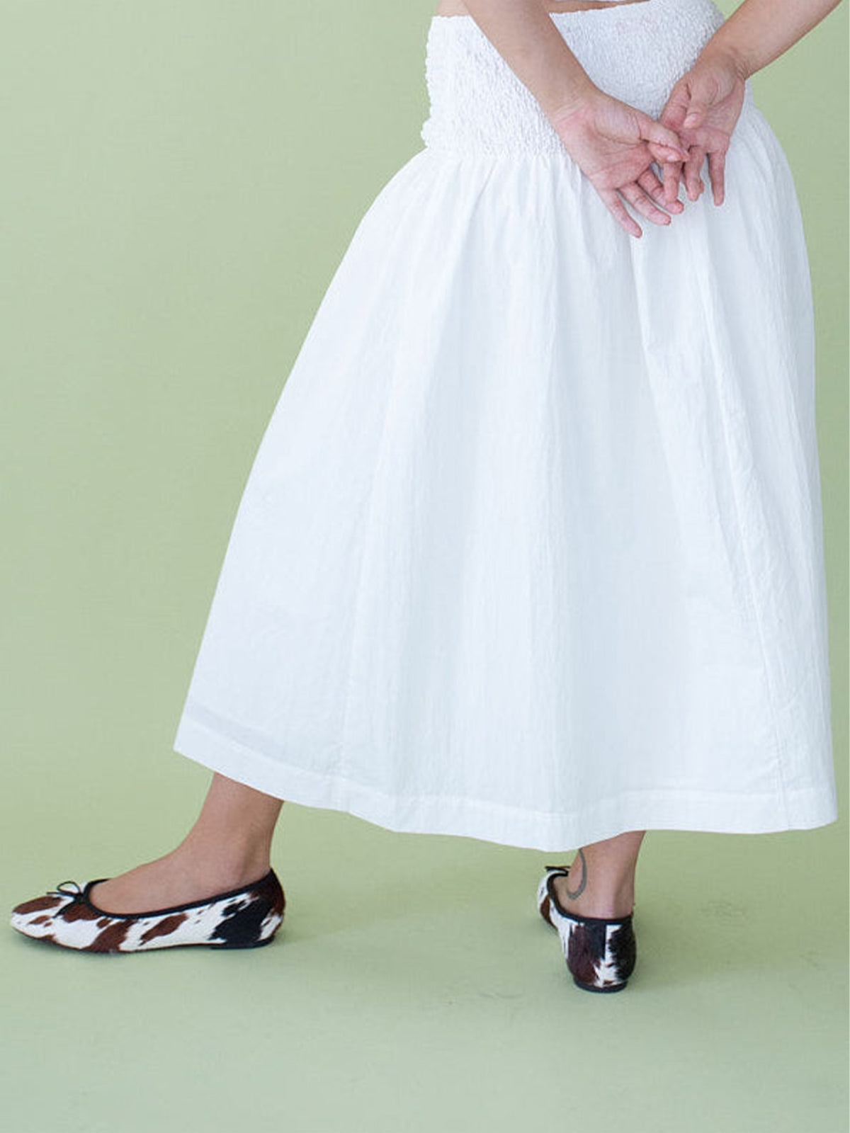 Cow Print Square-Toe Chic Front Bow Classic Slip-On Ballet Flats