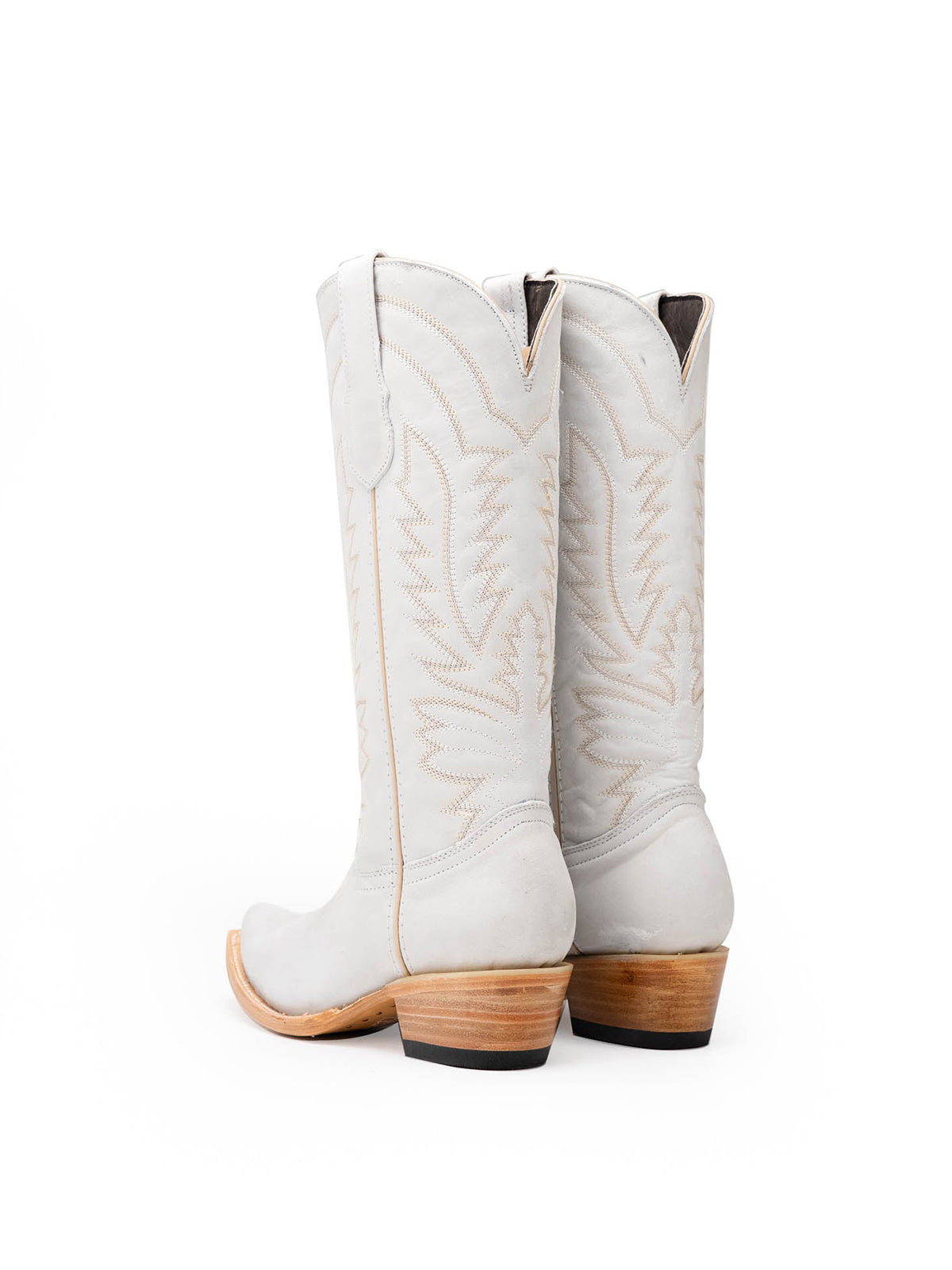 White Snip-Toe Western Classic Embroidery Mid Calf Cowgirl Boots