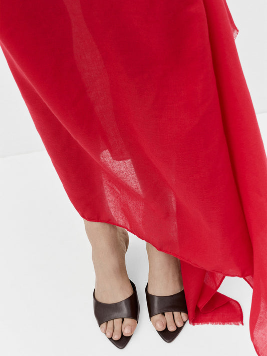 Burgundy Pointed-Toe Slip-On Simple Kitten Heels