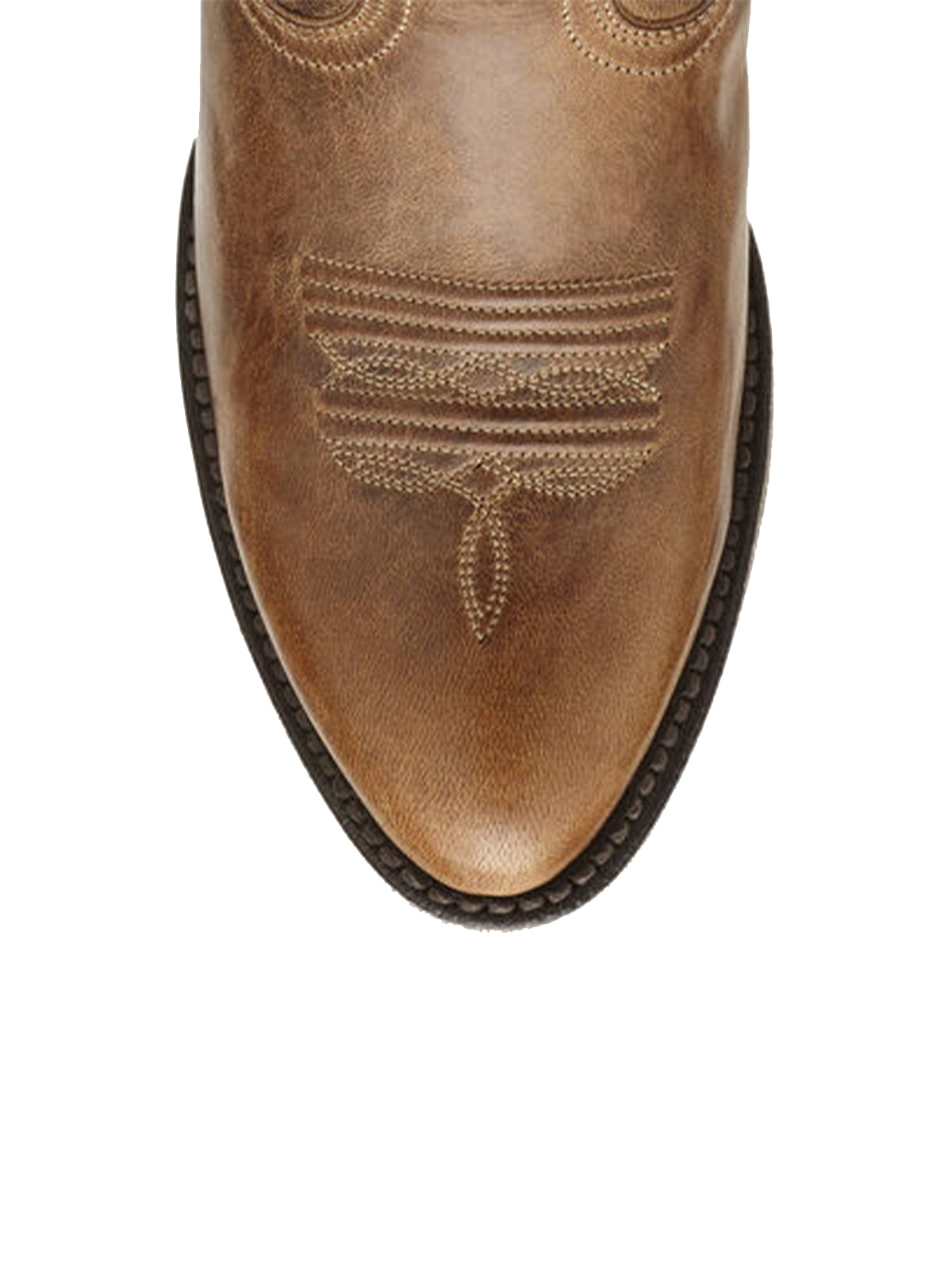 Brown Floral Embroidery Almond-Toe Mid Calf Cowgirl Boots