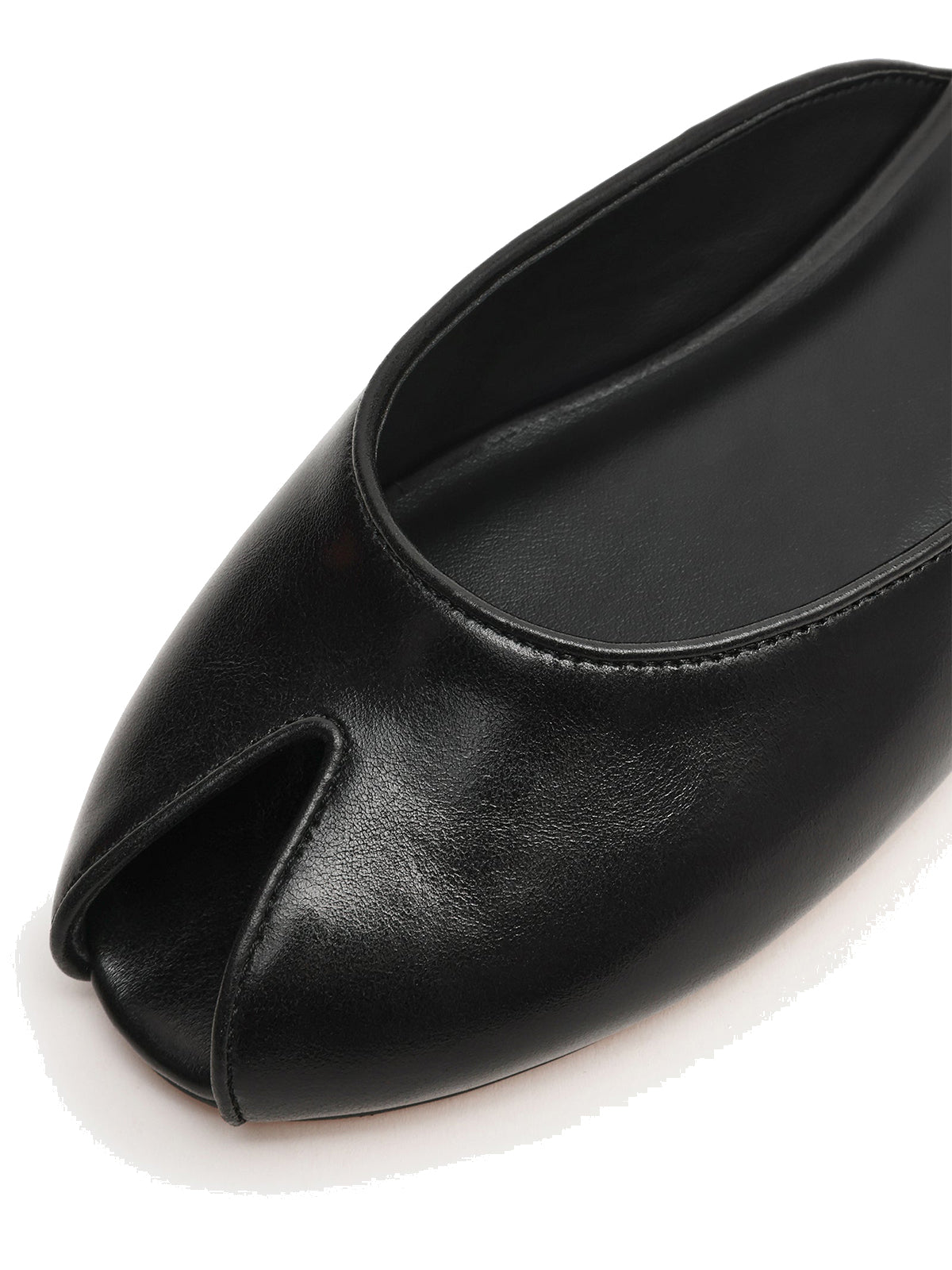 Black Peep Round-Toe Slip-On Chic Mules Flats