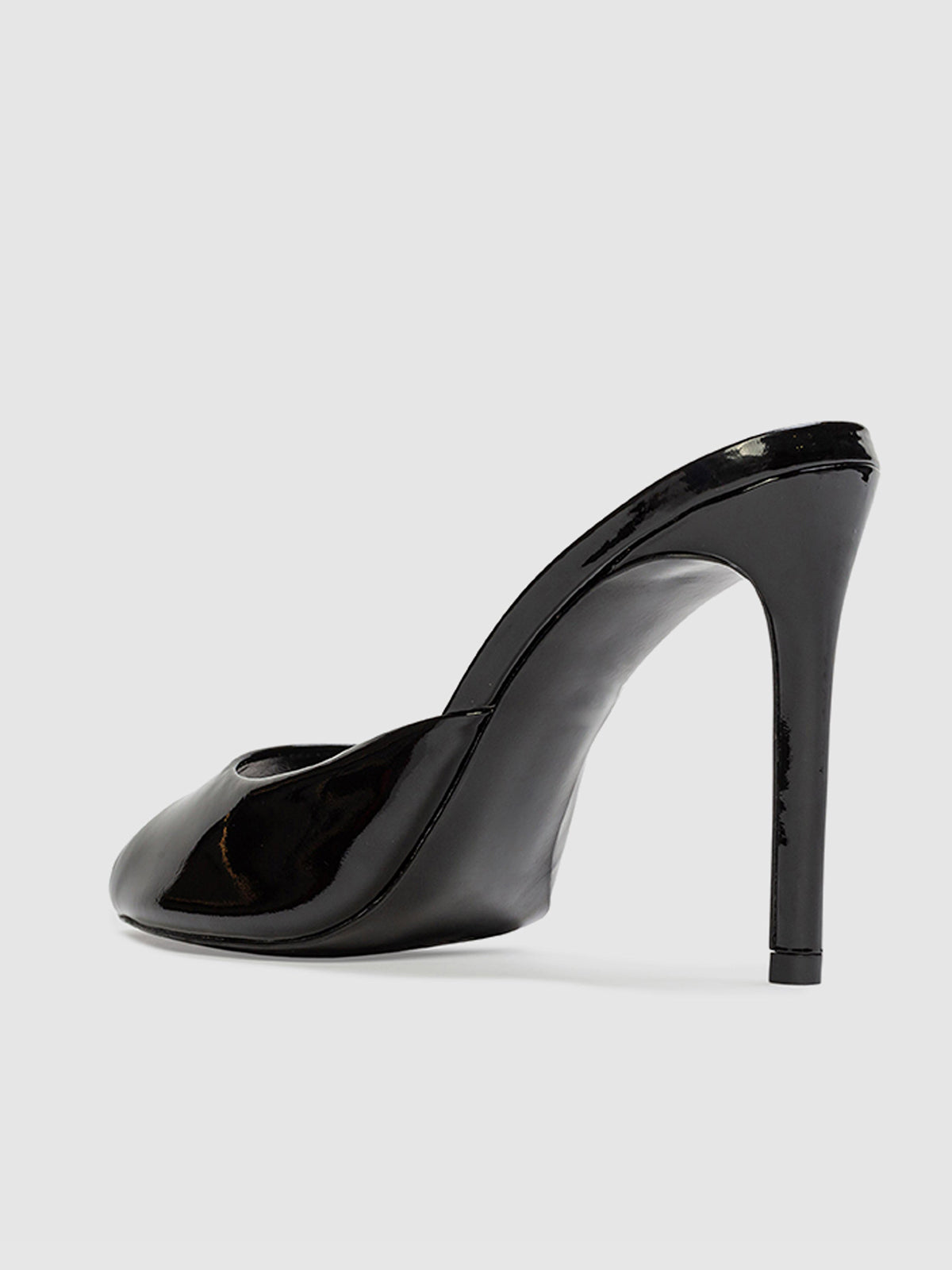 Patent Black Round-Toe Simple High Heels