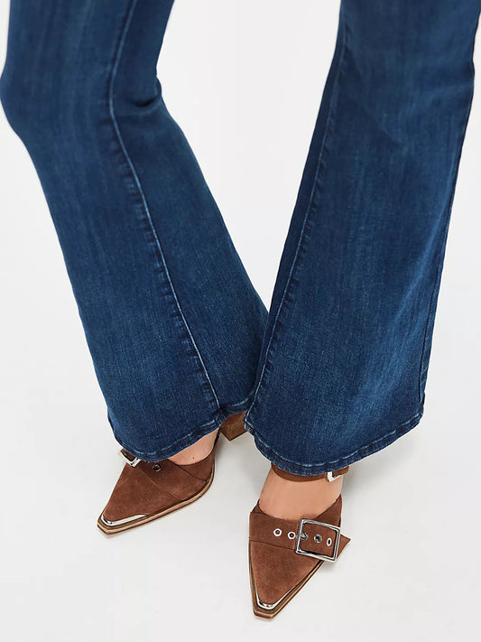 Pointed-Toe Three Buckled Straps Back Zip Chunky High Heels - Coffee Faux Suede