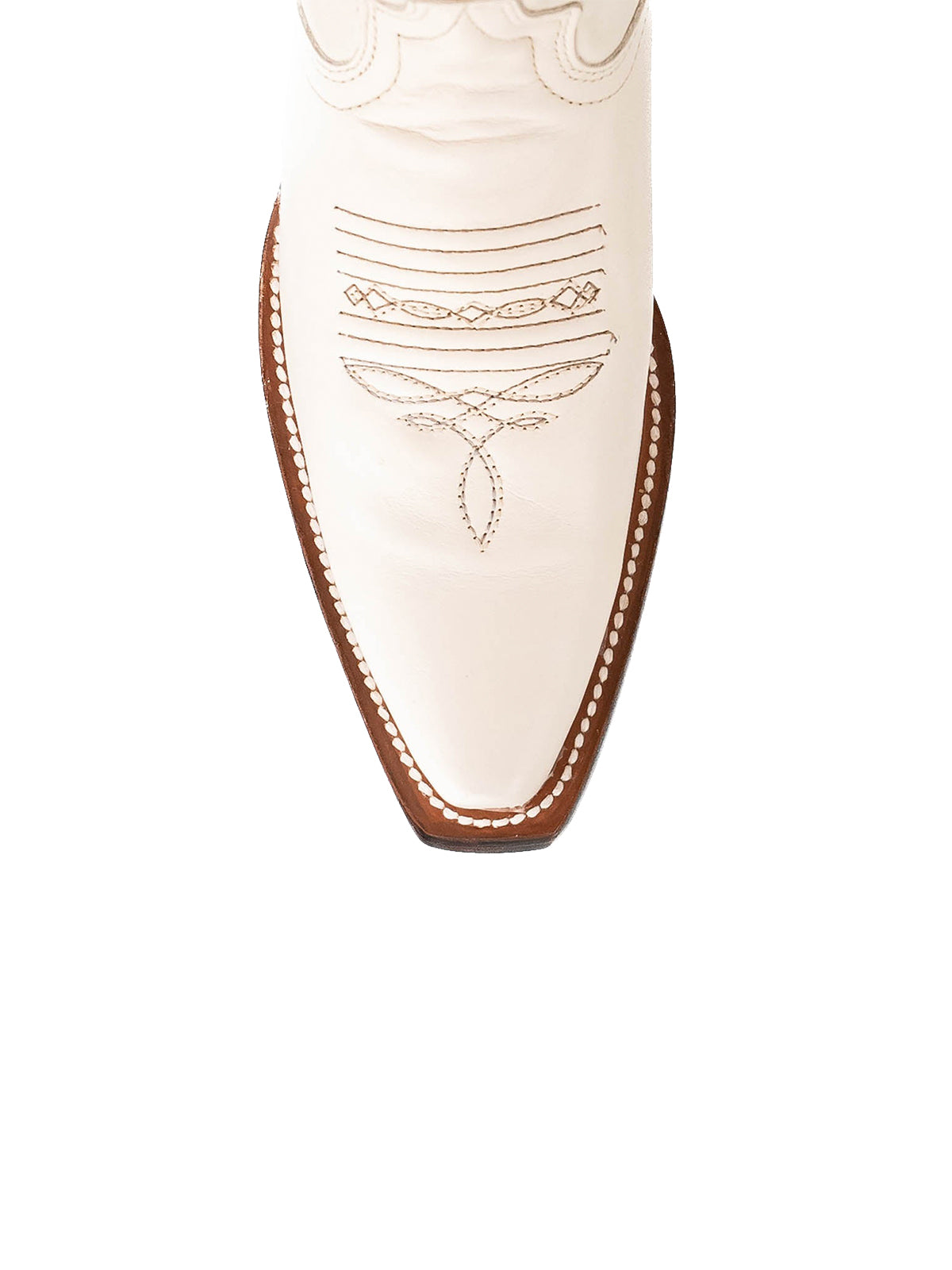 Bone Snip-Toe Half-Zip Embroidery Tall Over-The-Knee Cowgirl Boots