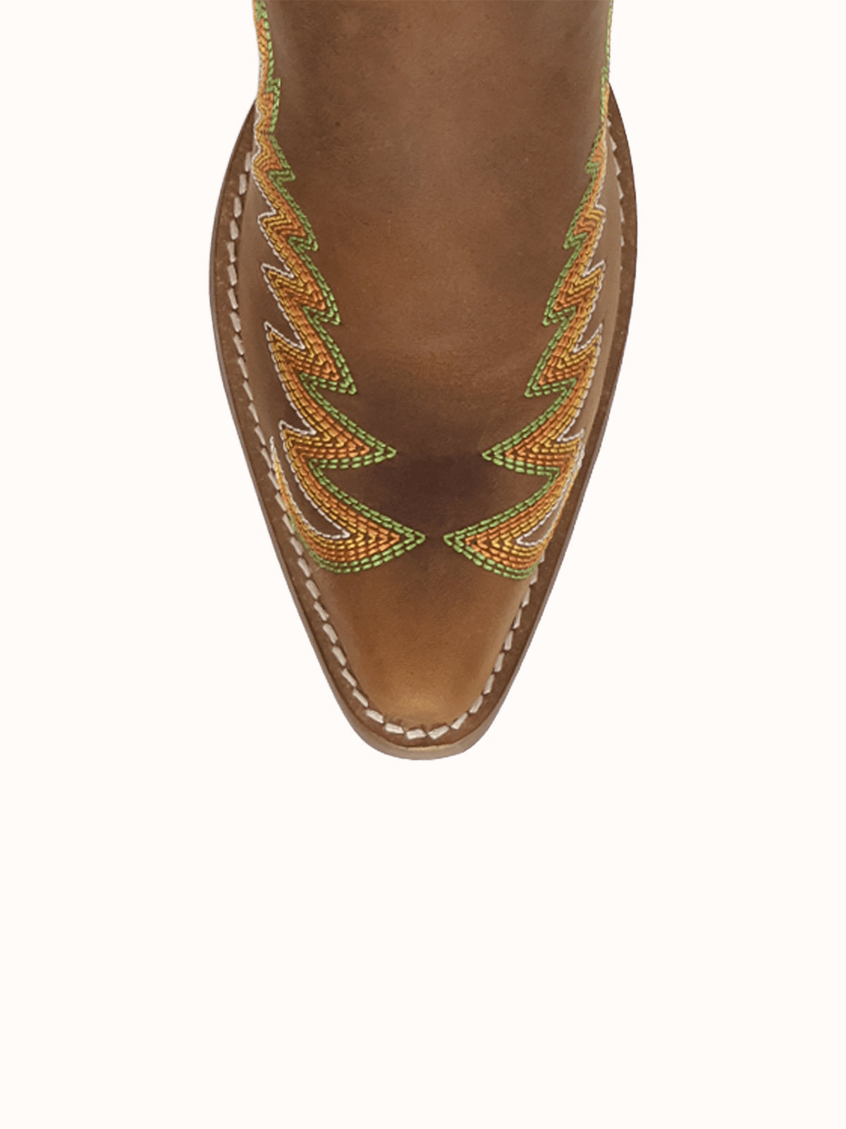 Brown Snip-Toe Chic Flame Embroidery Sleek Mid Calf Cowgirl Boots
