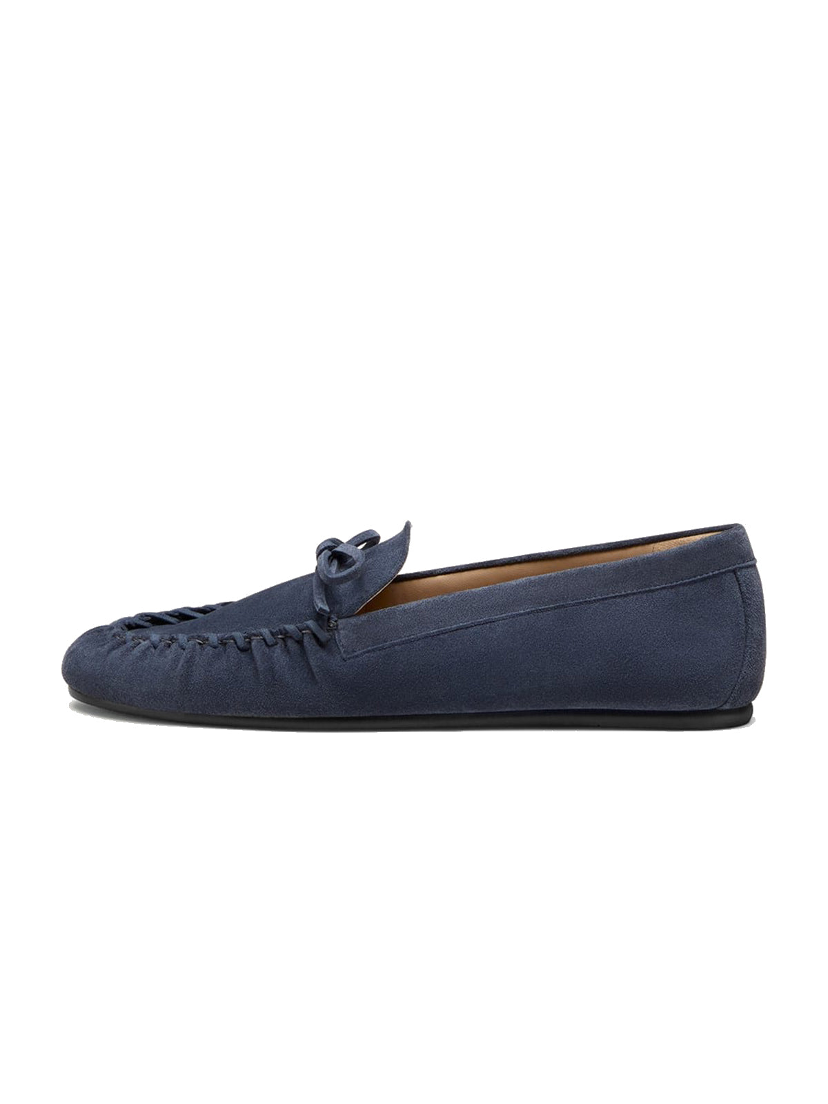 Purple Faux Suede Round-Toe Front Bow Slip-On Chic Flats