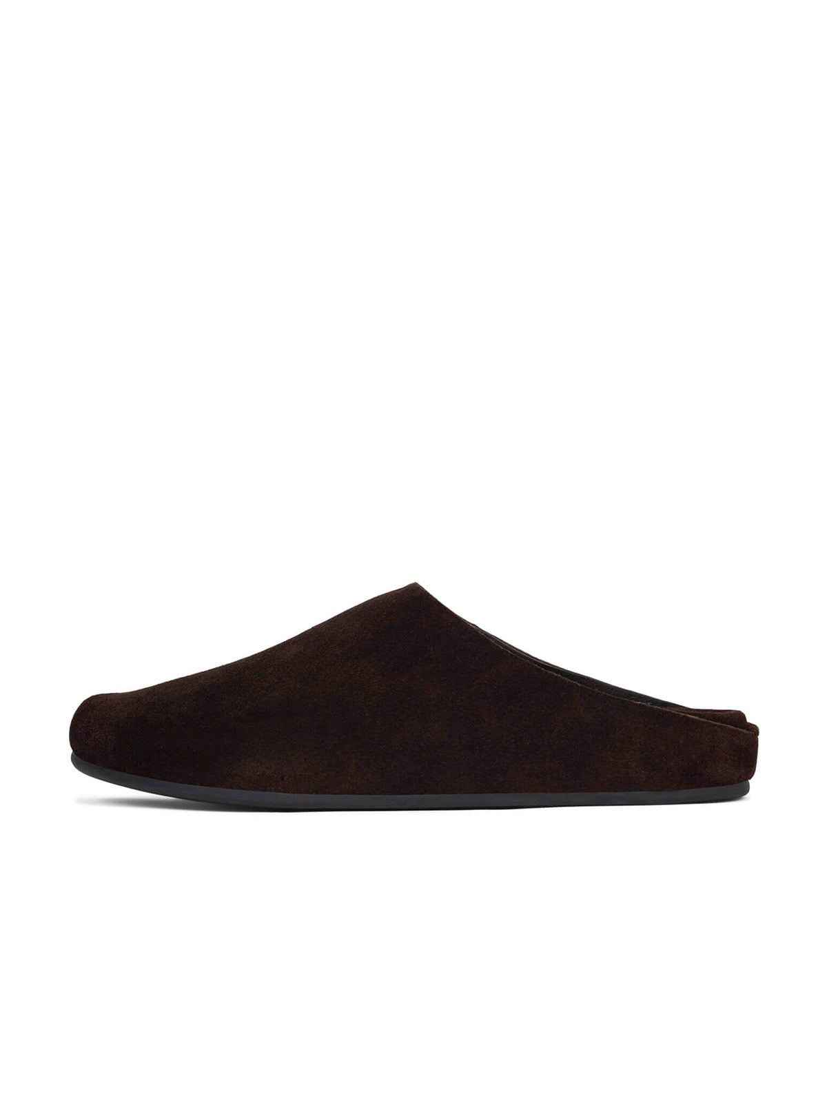 Coffee Faux Suede Square-Toe Slip-On Simple Backless Flats