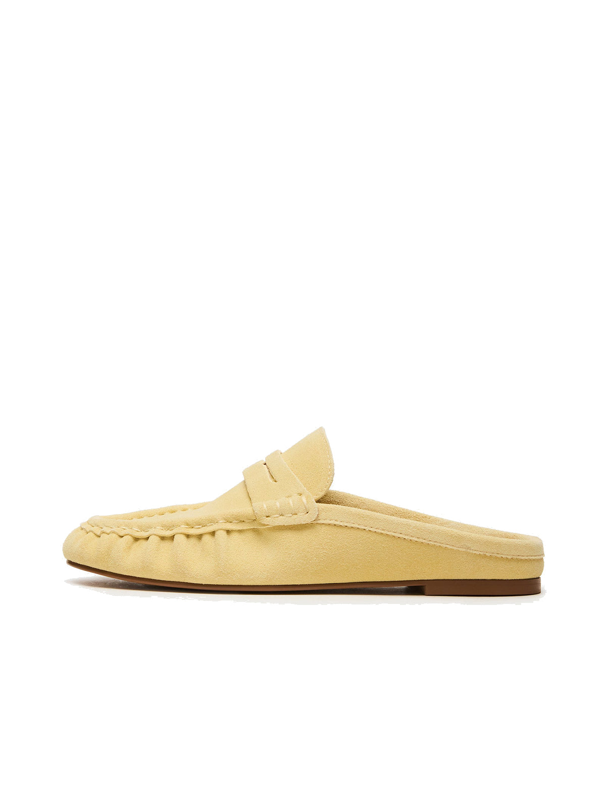 Yellow Faux Suede Round-Toe Stylish Slip-On Flats
