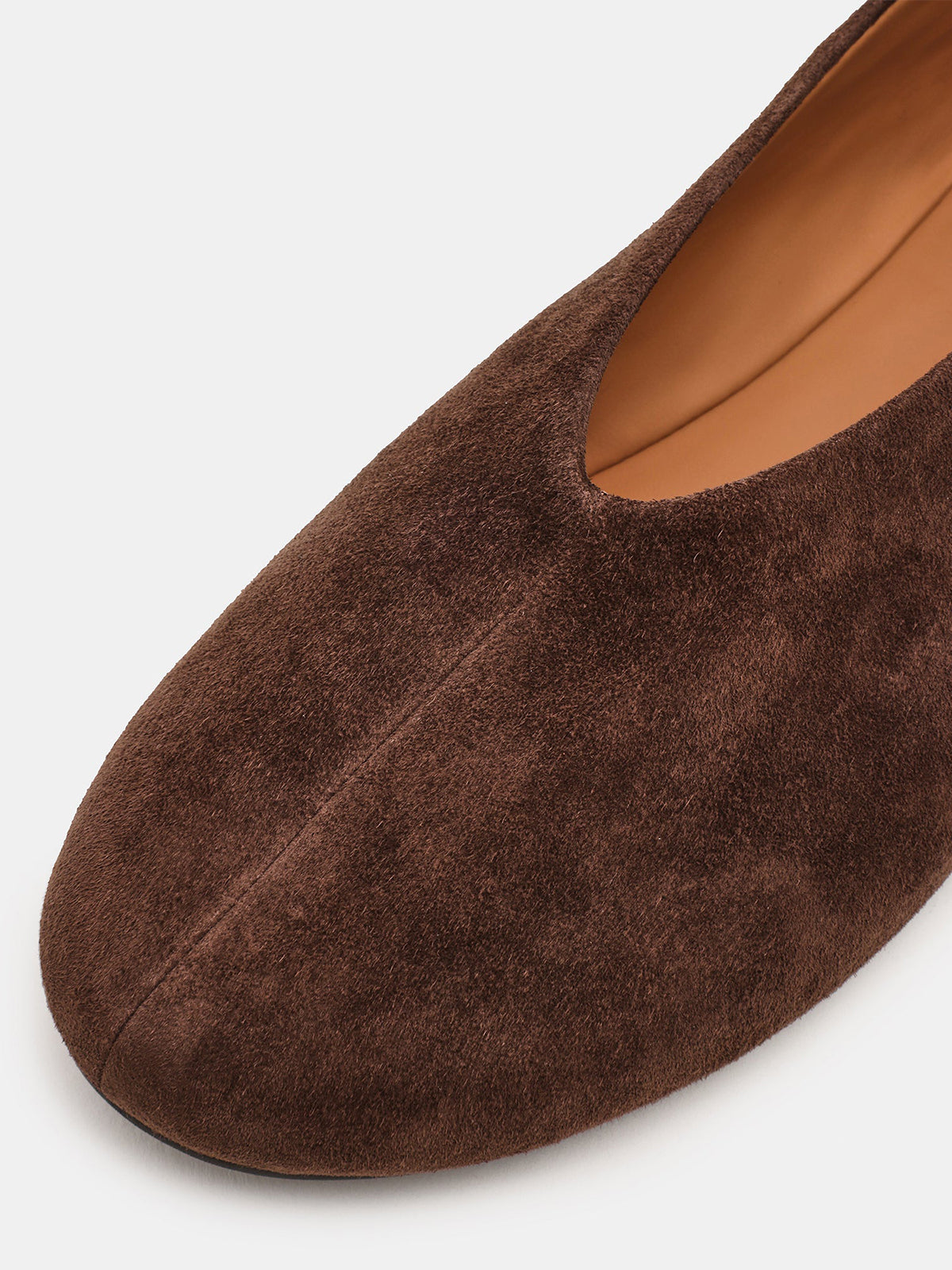 Simple Round-Toe Slip-On Ballet Flats - Brown