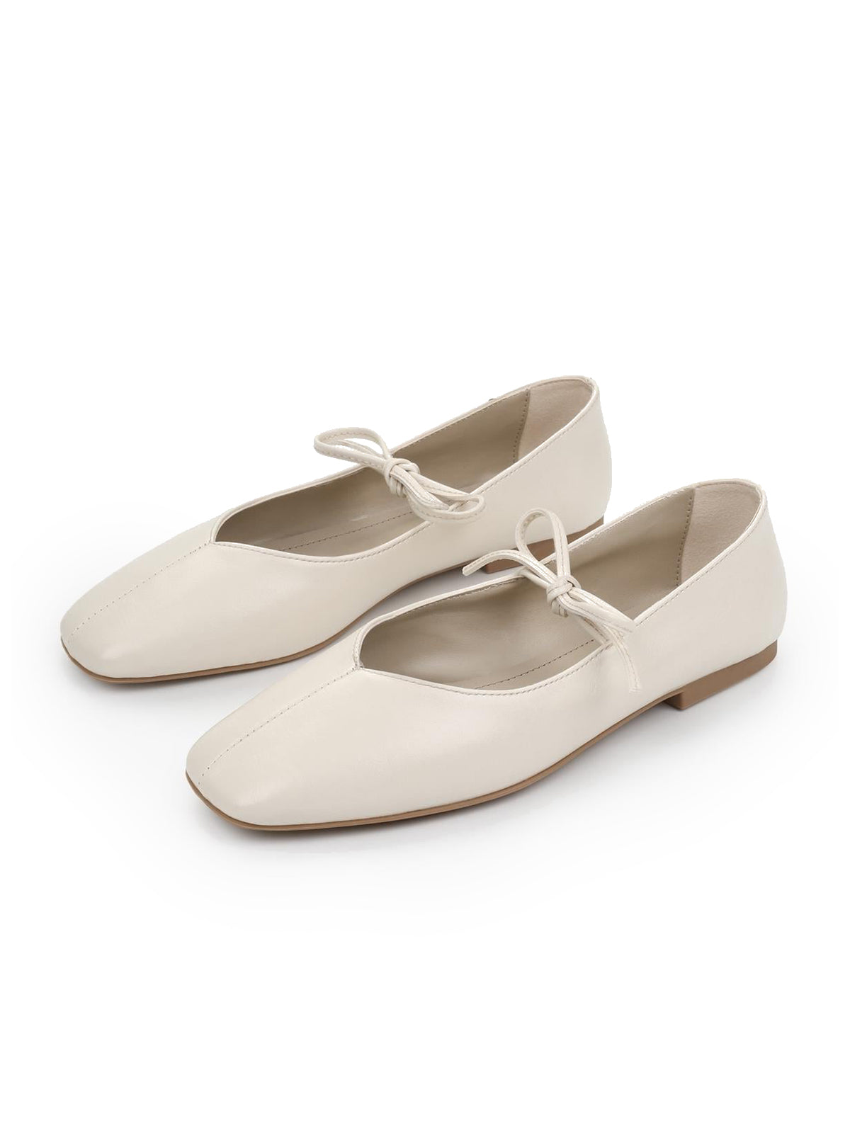 Ivory Square-Toe Chic Bridge Strap Slip-On Stylish Flats