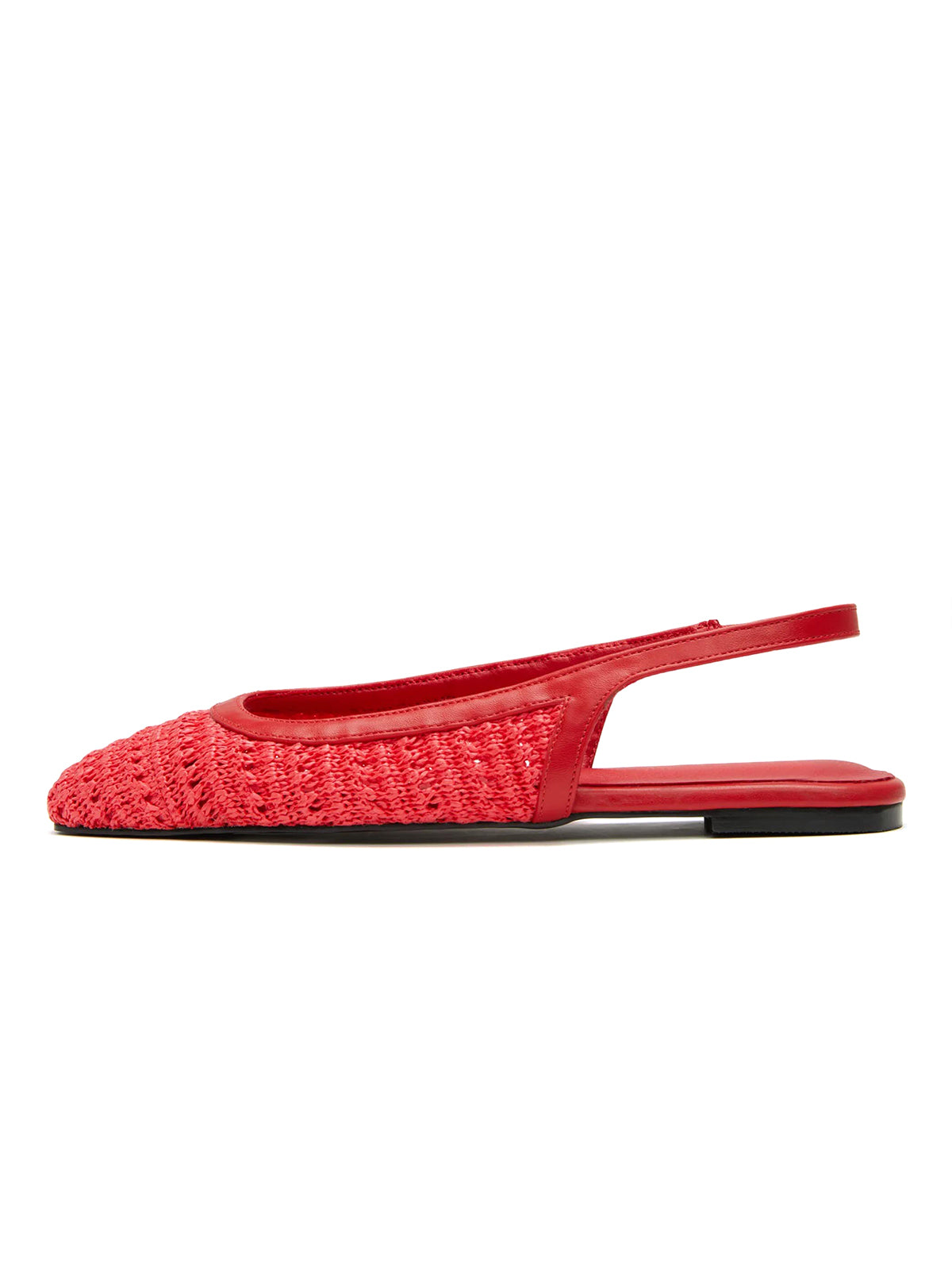 Red Grass Woven Square-Toe Classic Back Strap Flats