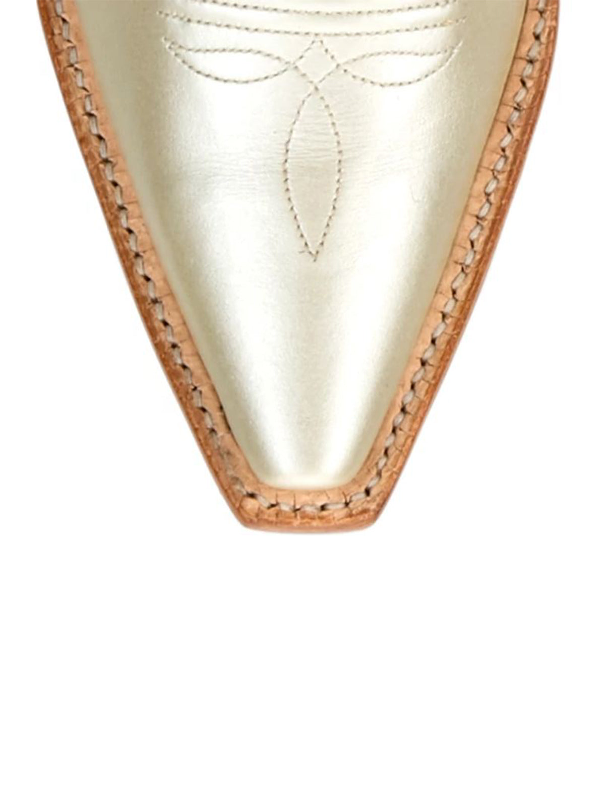 Metallic White Snip-Toe Single Row Stitch Knee High Cowgirl Boots