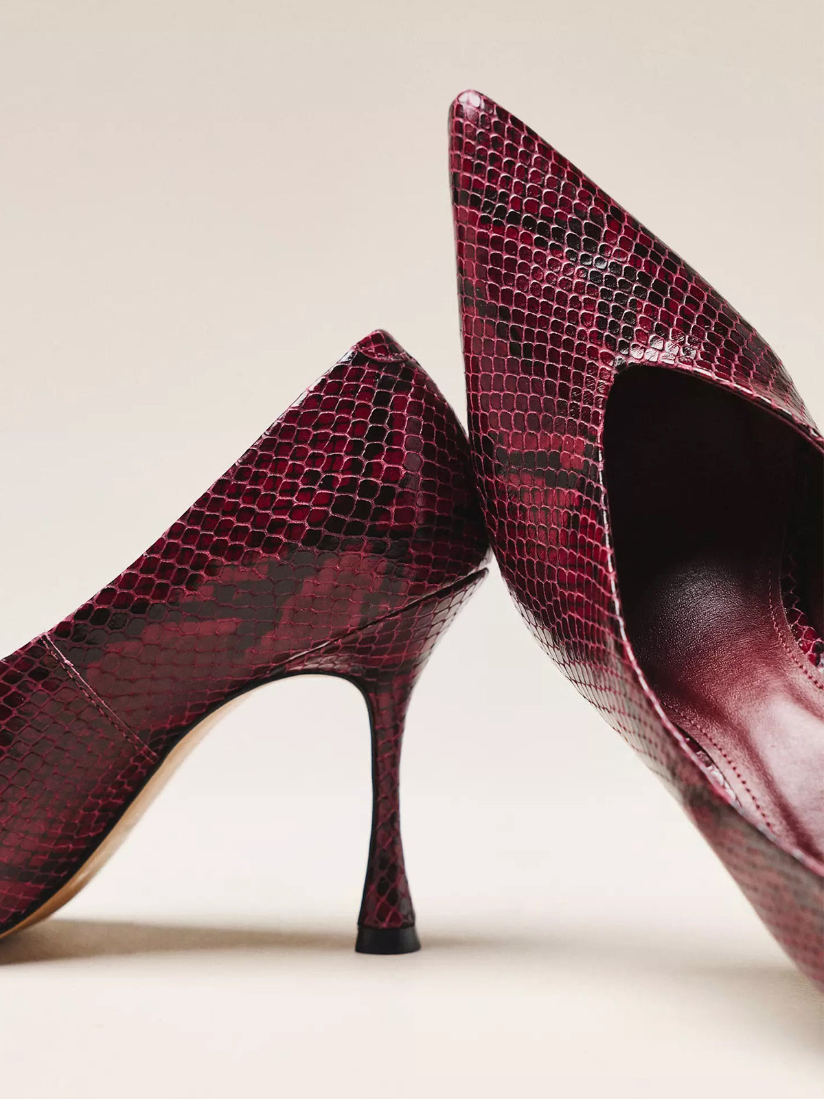 Snakeskin Pattern Pointed-Toe Classic Pumps Slip-On High Heels