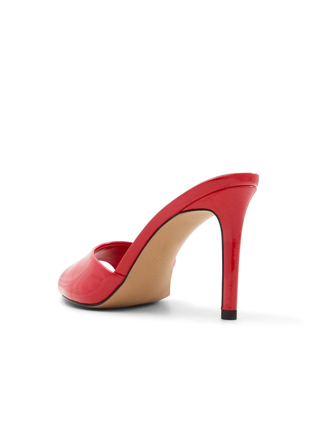 Patent Red Open Pointed-Toe Slip-On Backless High Heels
