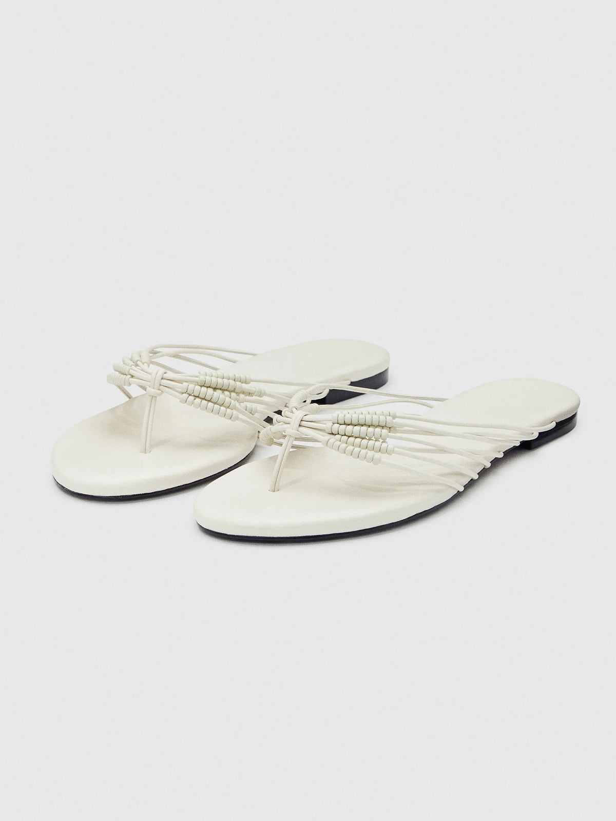 White Round-Toe Strappy Chic Sandals Flats