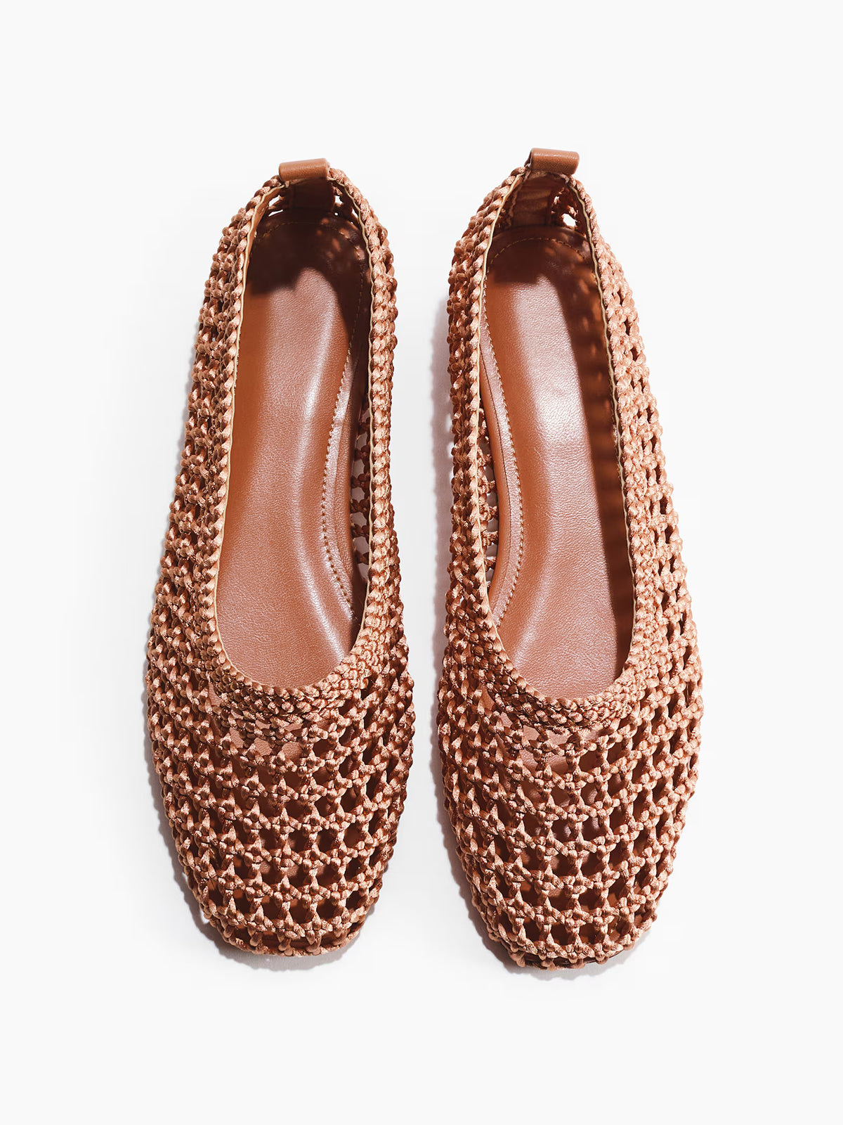 Dusty Pink Satin Woven Square-Toe Simple Ballet Flats