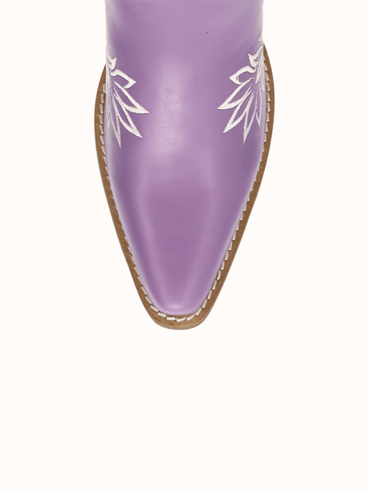 Purple Snip-Toe White Flowers Embroidery Chic Mid Calf Cowgirl Boots