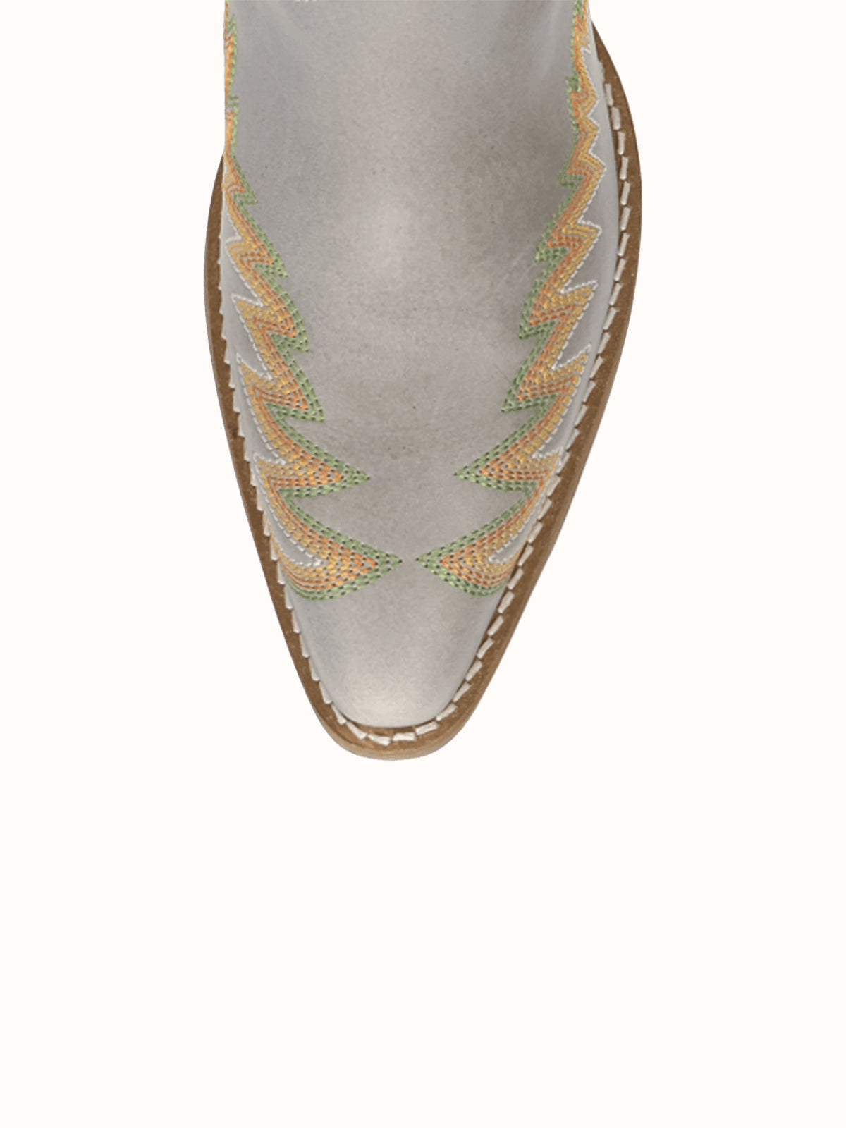 Bone Snip-Toe Chic Flame Embroidery Sleek Mid Calf Cowgirl Boots