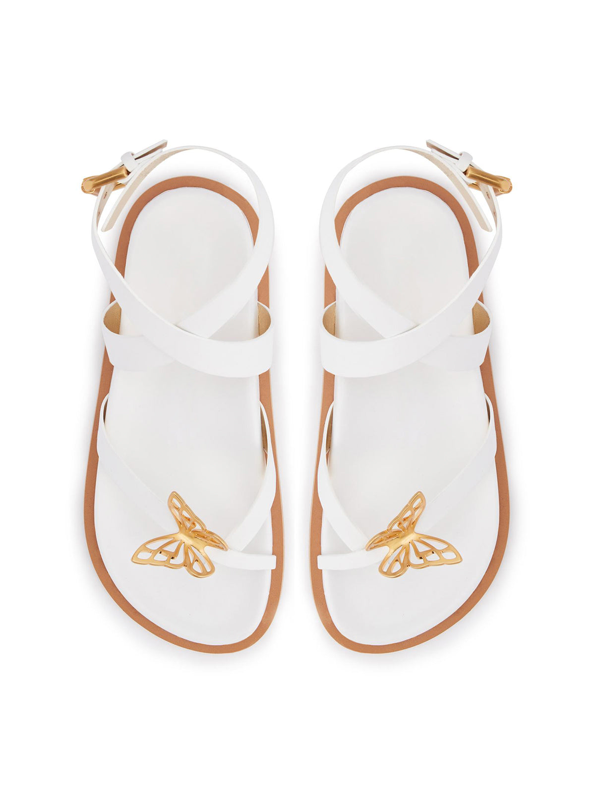 White Round-Toe Front Butterfly Applique Flip Flop Flat Sandals