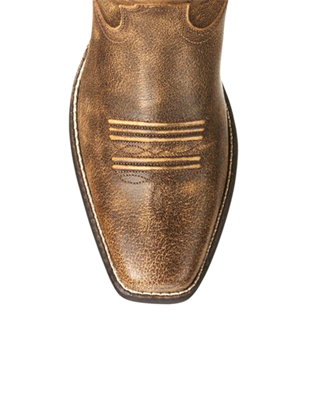 Tan Square-Toe Stitching Western Mid Calf Cowgirl Boot