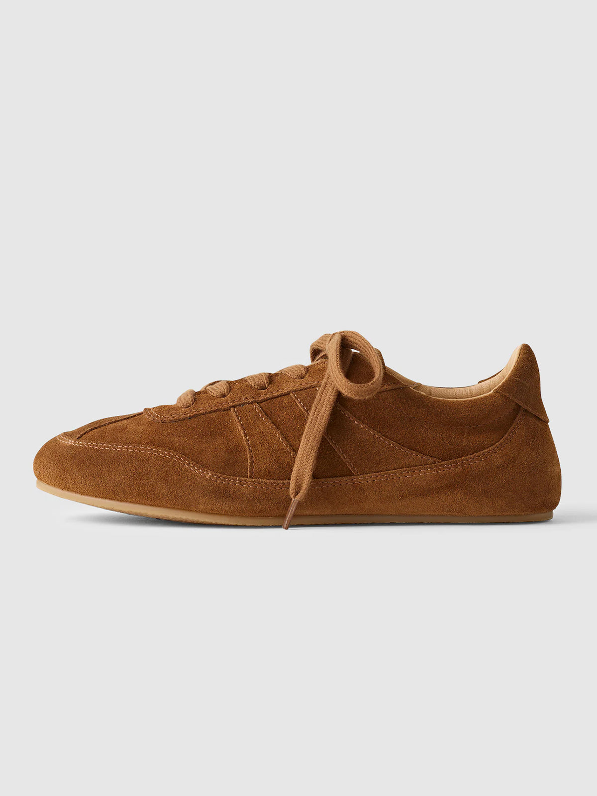Brown Cow Suede And Cow Leather Round-Toe Lace-Up Classic Sneakers