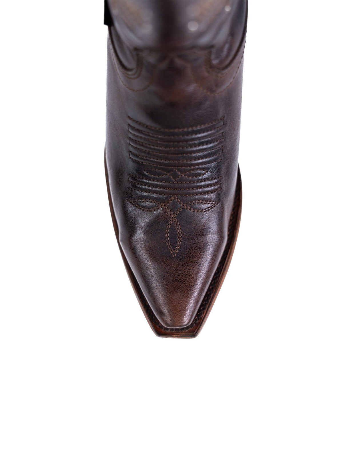 Chocolate Western Snip-Toe Embroidery And Studs Half-Zip Knee High Cowgirl Boots