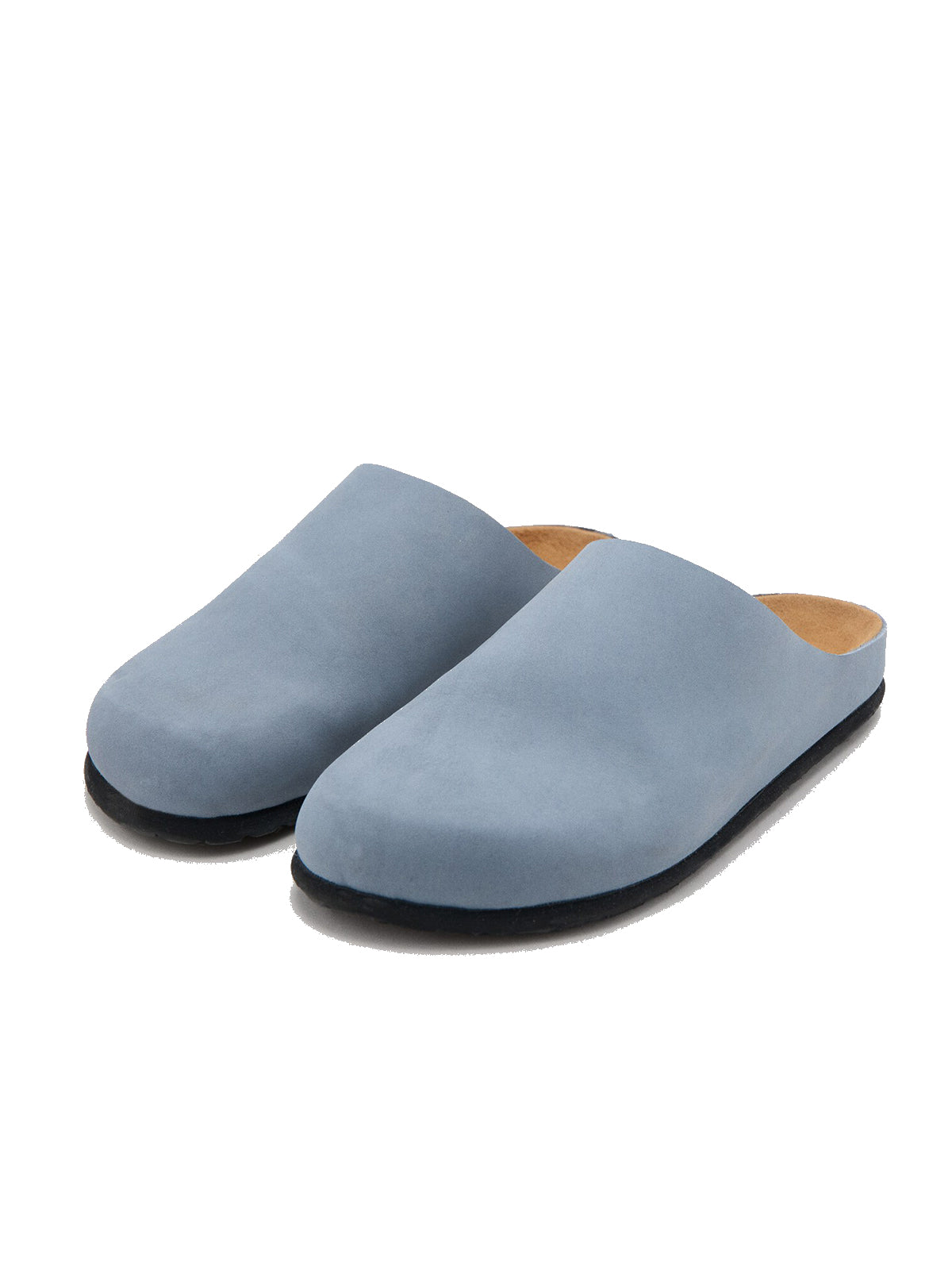 Gray Faux Suede Round-Toe Simple Slip-On Mules Flats