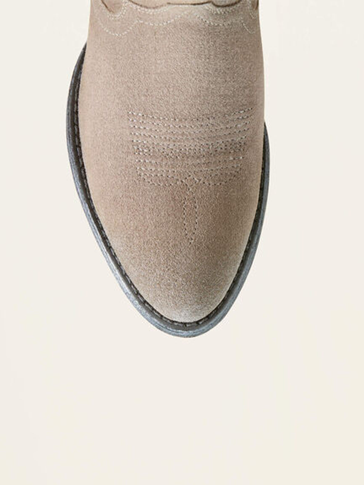 Gray Faux Suede Almond-Toe Embroidery Full-Zip Short Mid Calf Cowgirl Boots