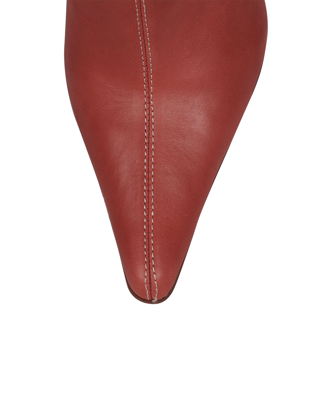 Dark Red Pointed-Toe Simple Full-Zip Stiletto Boots