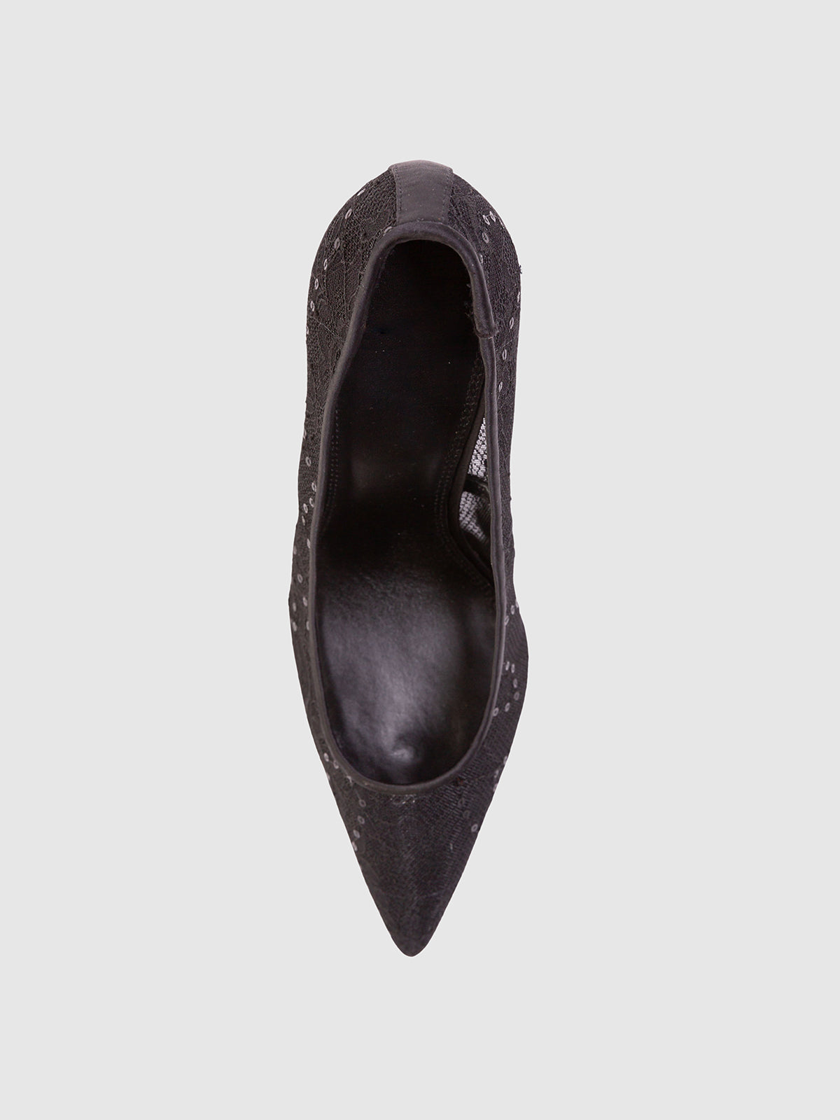 Black Lace Mesh Pointed-Toe Slip-On High Heels