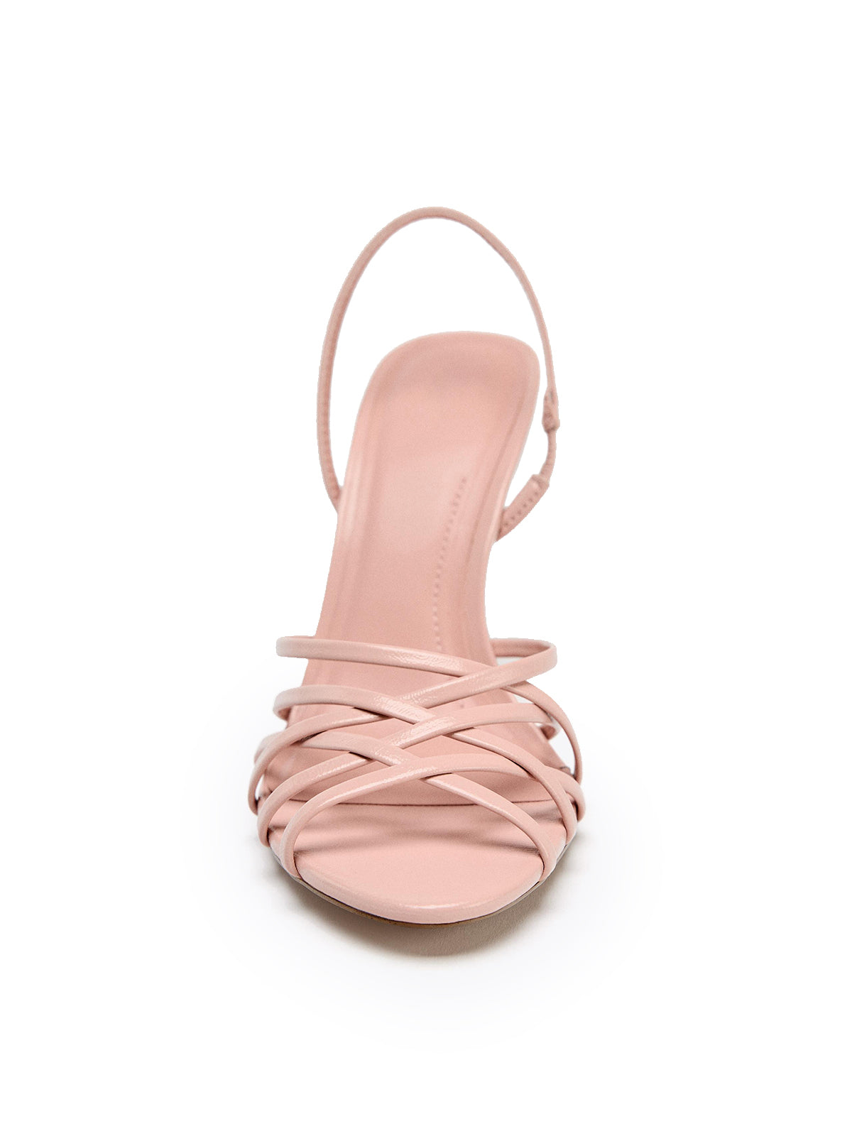 Pink Round-Toe Front Crossover Straps Slingback High Heels