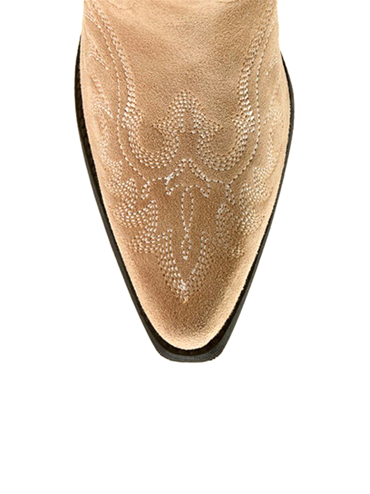 Taupe Faux suede Stitch Almond-Toe Cowgirl Short Ankle Western Boots