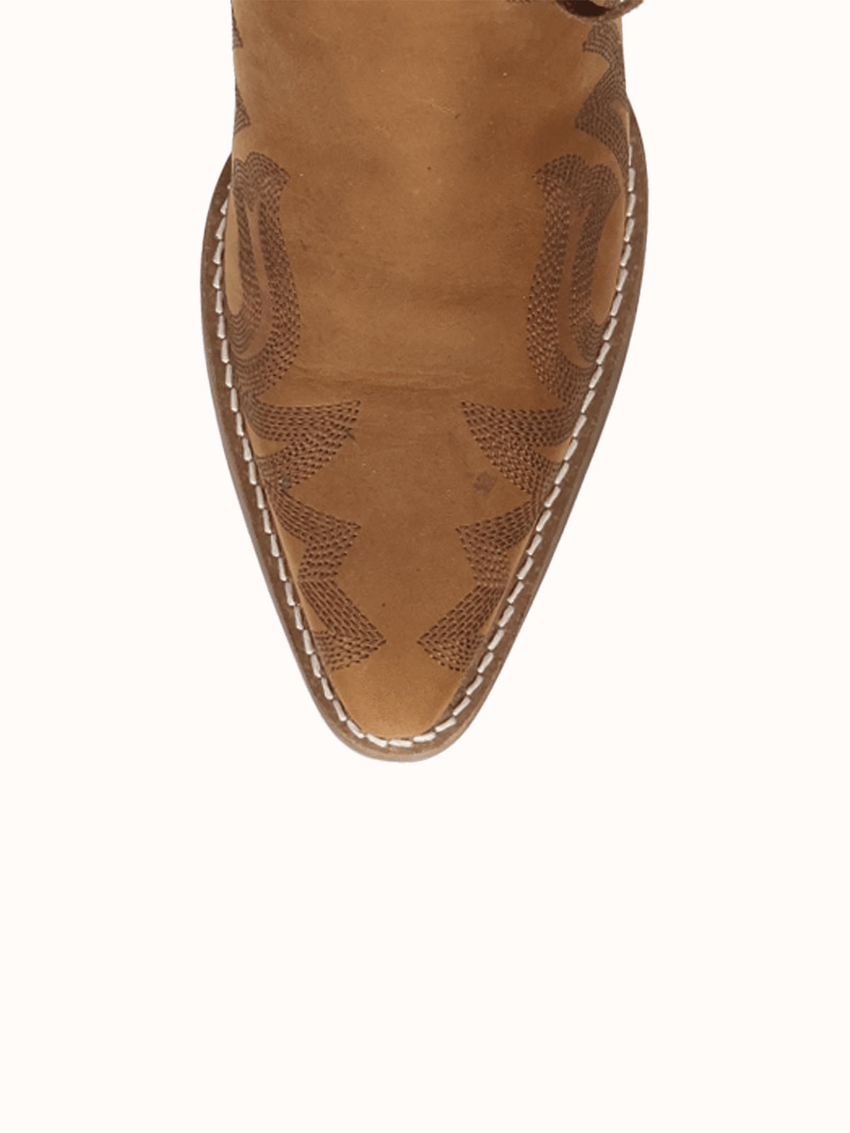 Brown Snip-Toe Faux Suede Side Fringe Embroidery Wide Calf Knee High Cowgirl Boots