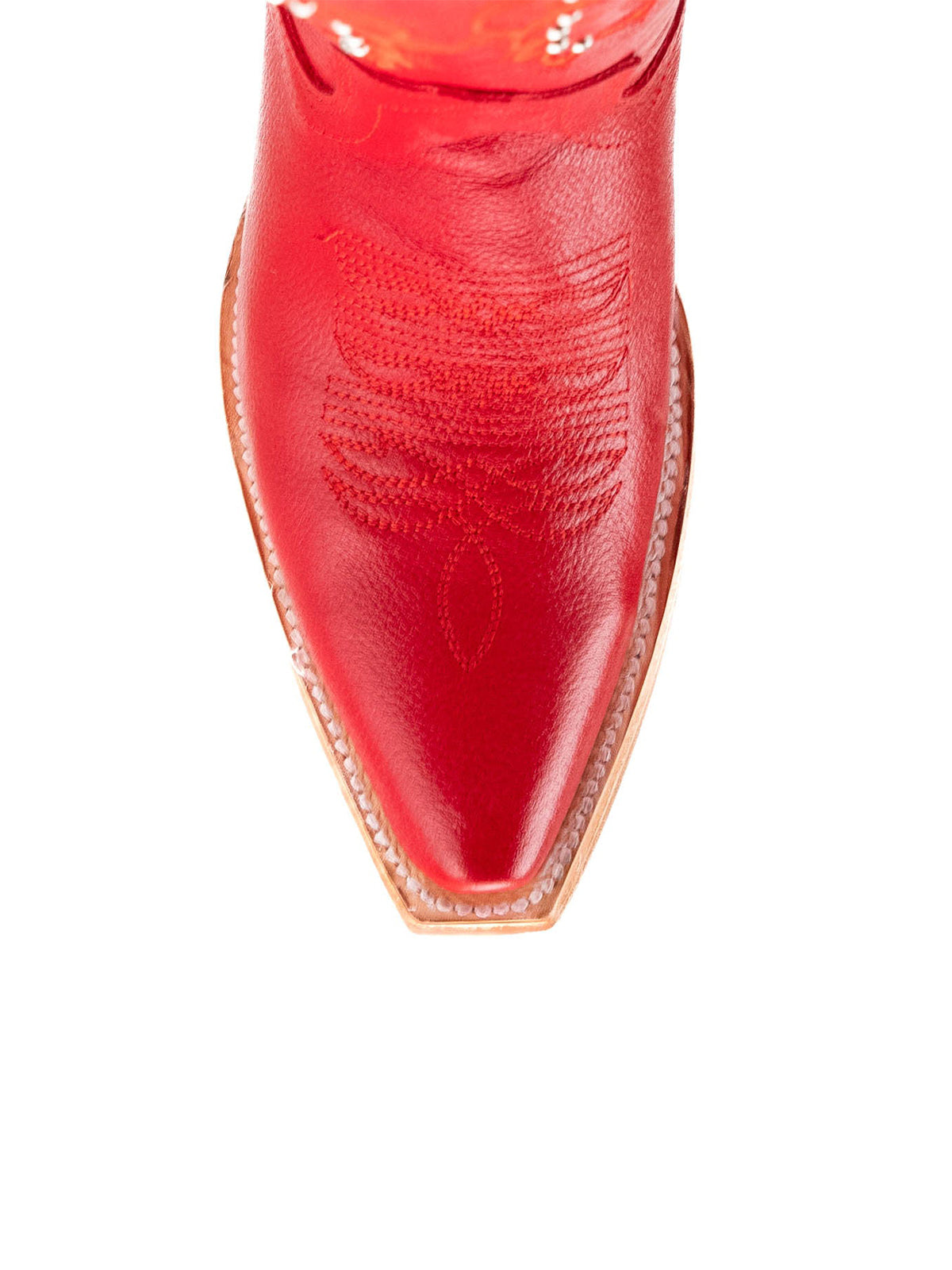 Western Snip-Toe Embroidery Half-Zip Knee High Cowgirl Boots - Bright Red