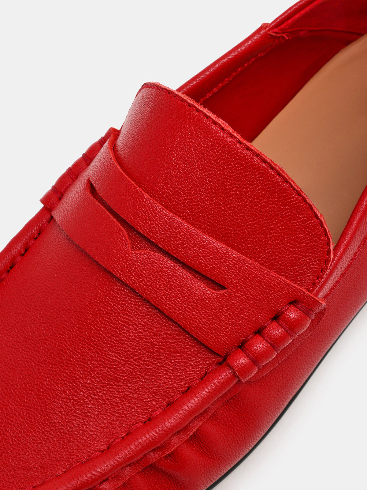 Red Round-Toe Stylish Slip-On Loafers Flats
