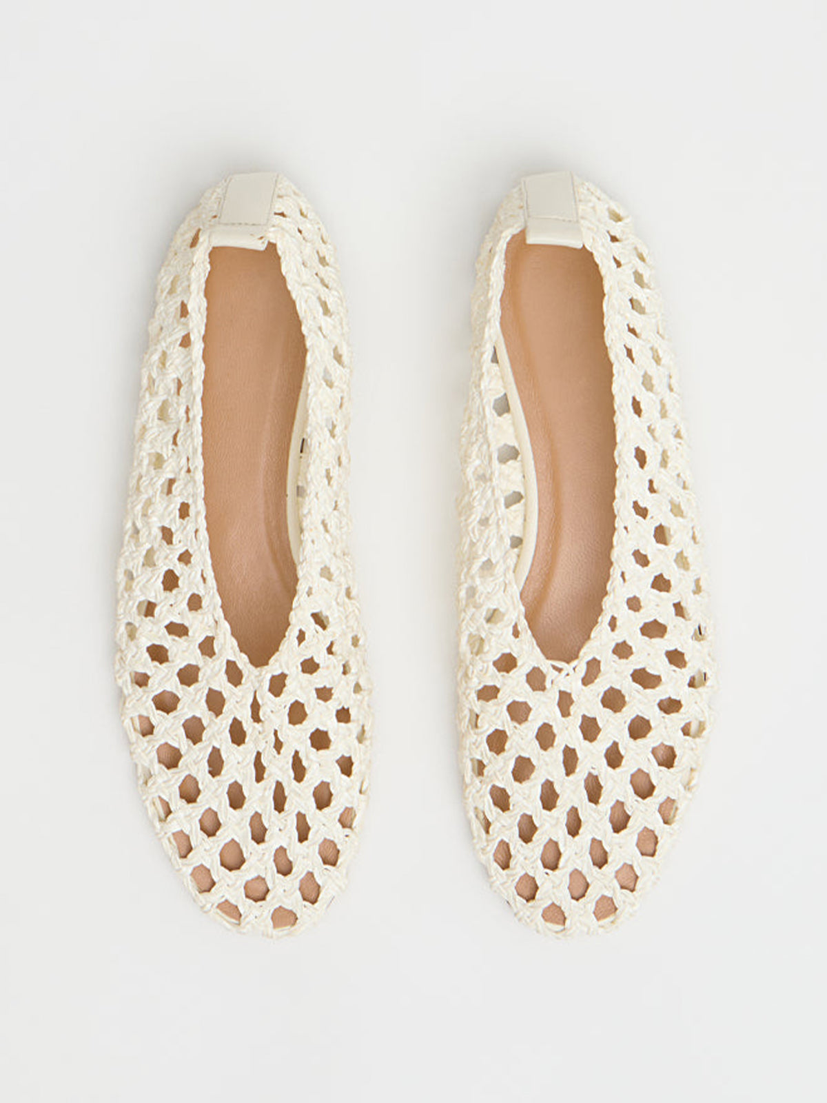 White Woven Vegan Leather Round-Toe Simple Slip-On Flats