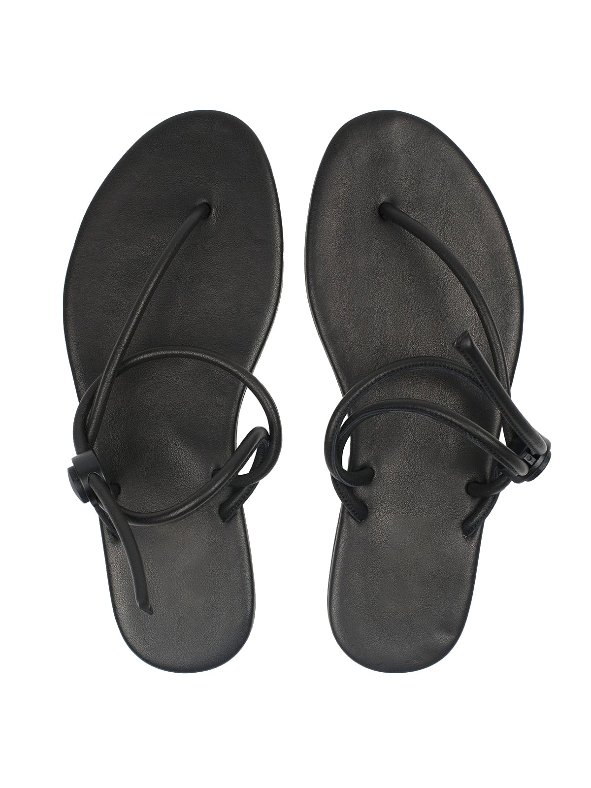 Black Round-Toe Flip-Flops String Detail Slip-On Flats