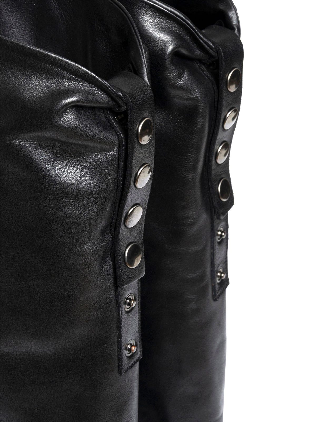 Black Snip-Toe Fold-Over Back Studs Wide Calf Knee High Cowgirl Boots