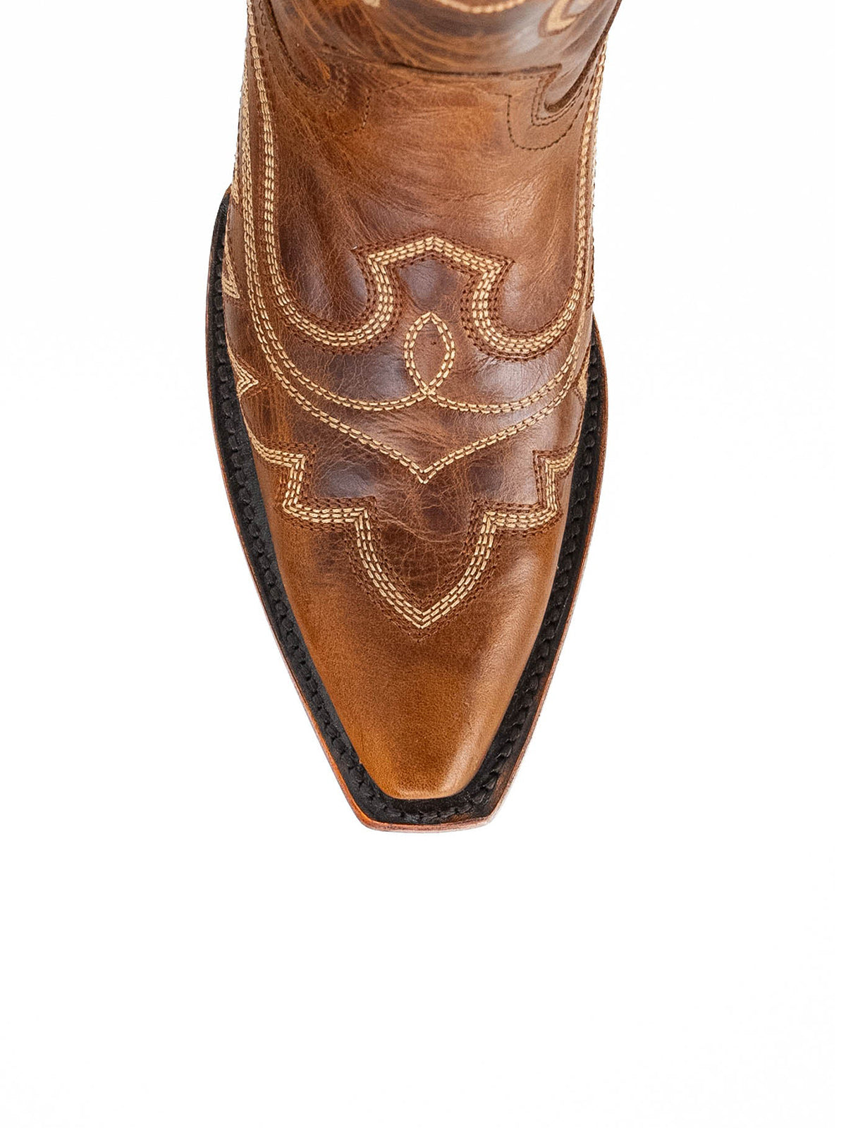 Distressed Honey Snip-Toe Embroidery Knee High Tall Half-Zip Cowgirl Boots