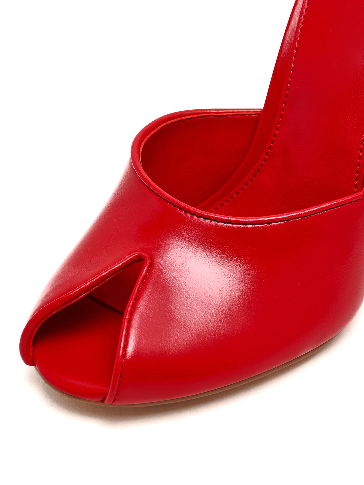 Red Peep Round-Toe Slip-On Backless Mules High Heels