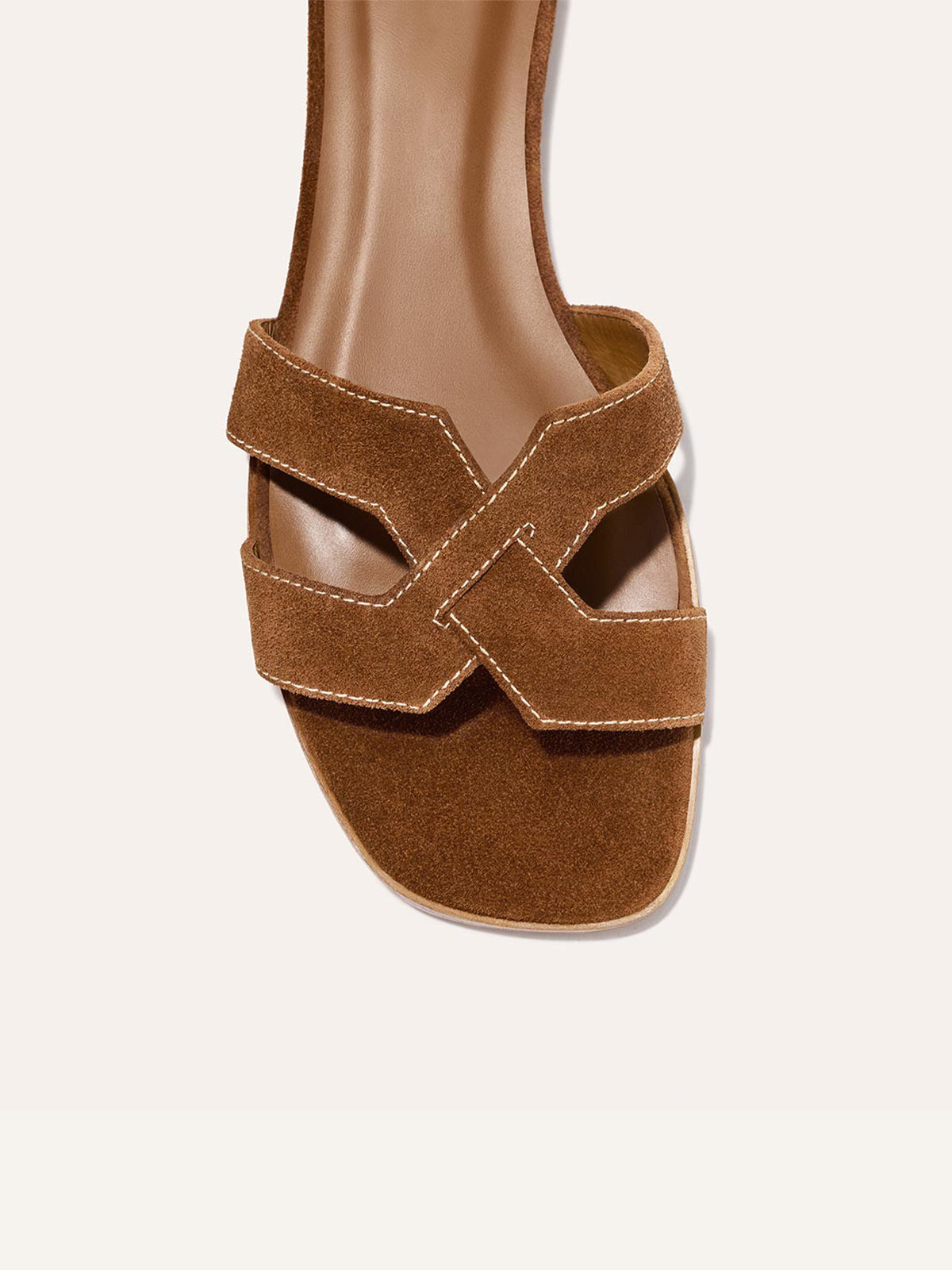 Brown Faux Suede Square-Toe Stylish Backless Sandals Flats
