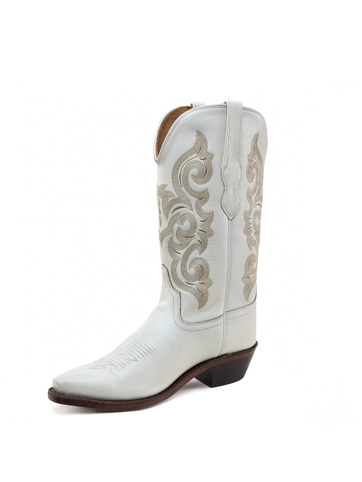 White Snip-Toe Exquisite Embroidery Cowgirl Mid Calf Western Boots