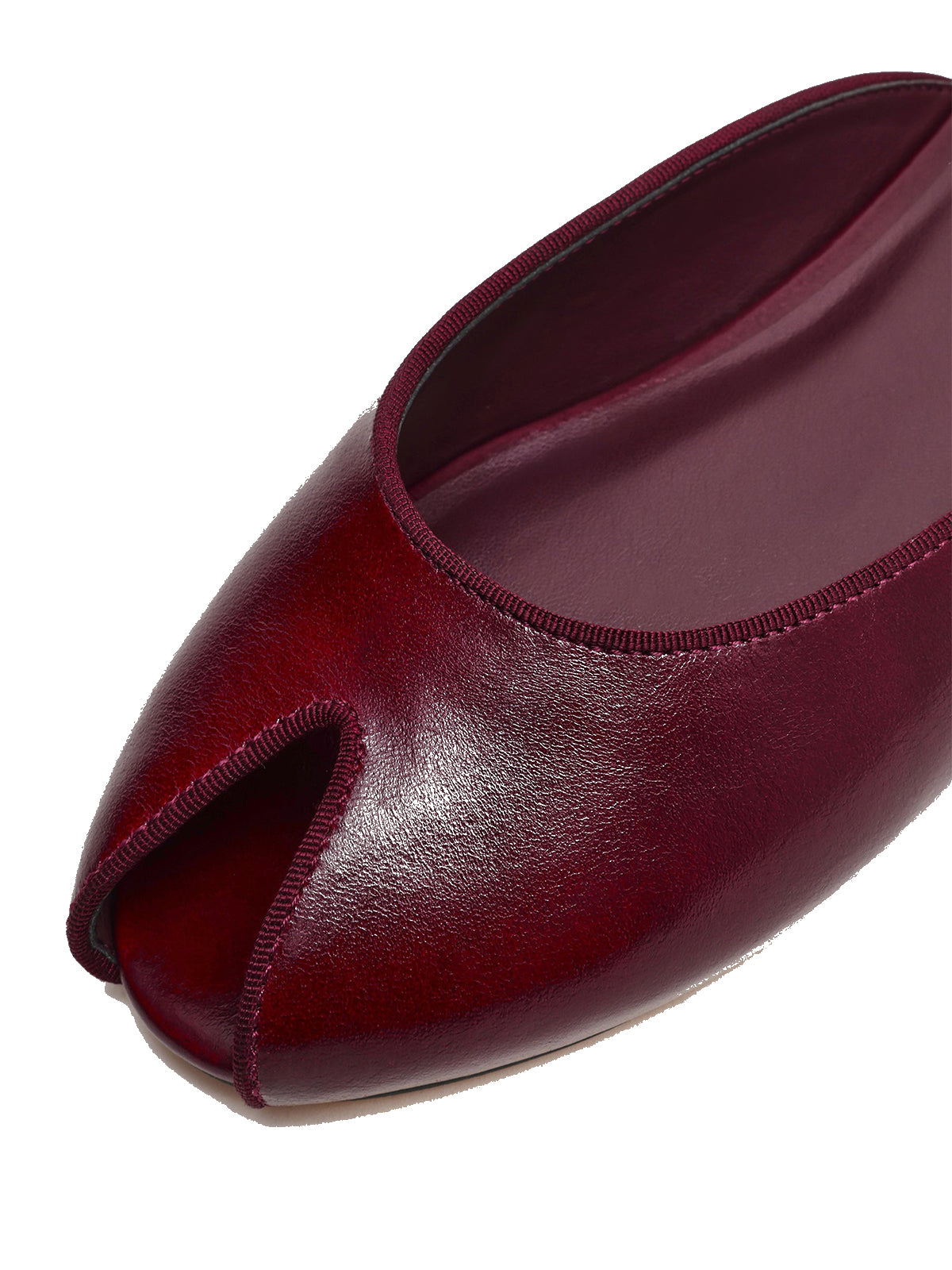 Burgundy Peep Round-Toe Slip-On Chic Mules Flats