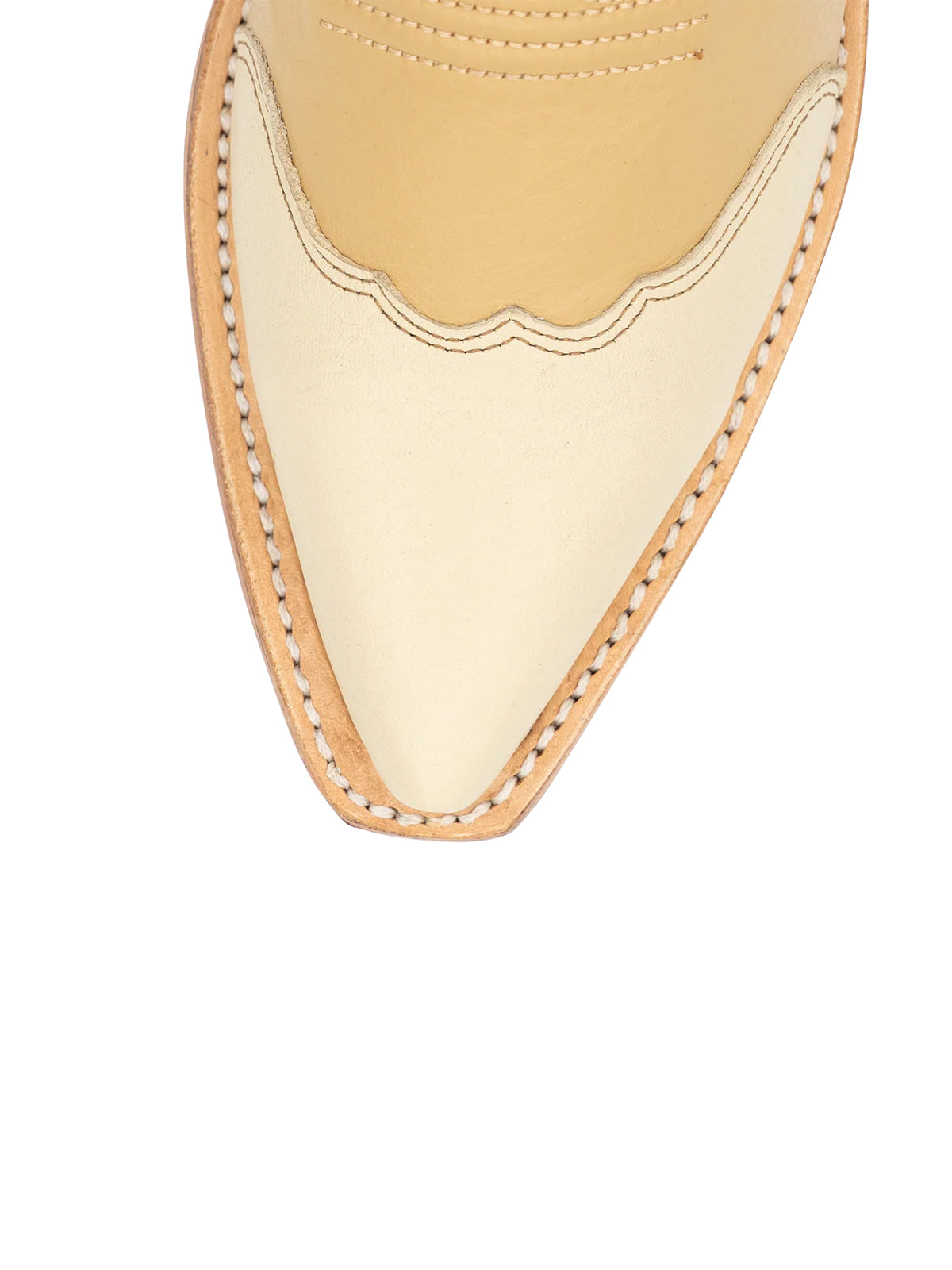 Contrast Yellow And Cream Snip-Toe Classic Embroidery Mid Calf Cowgirl Boots