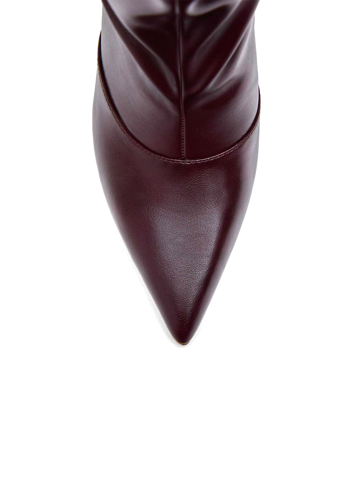 Burgundy Pointed-Toe Slouchy Wide Calf Knee High Stiletto Boots