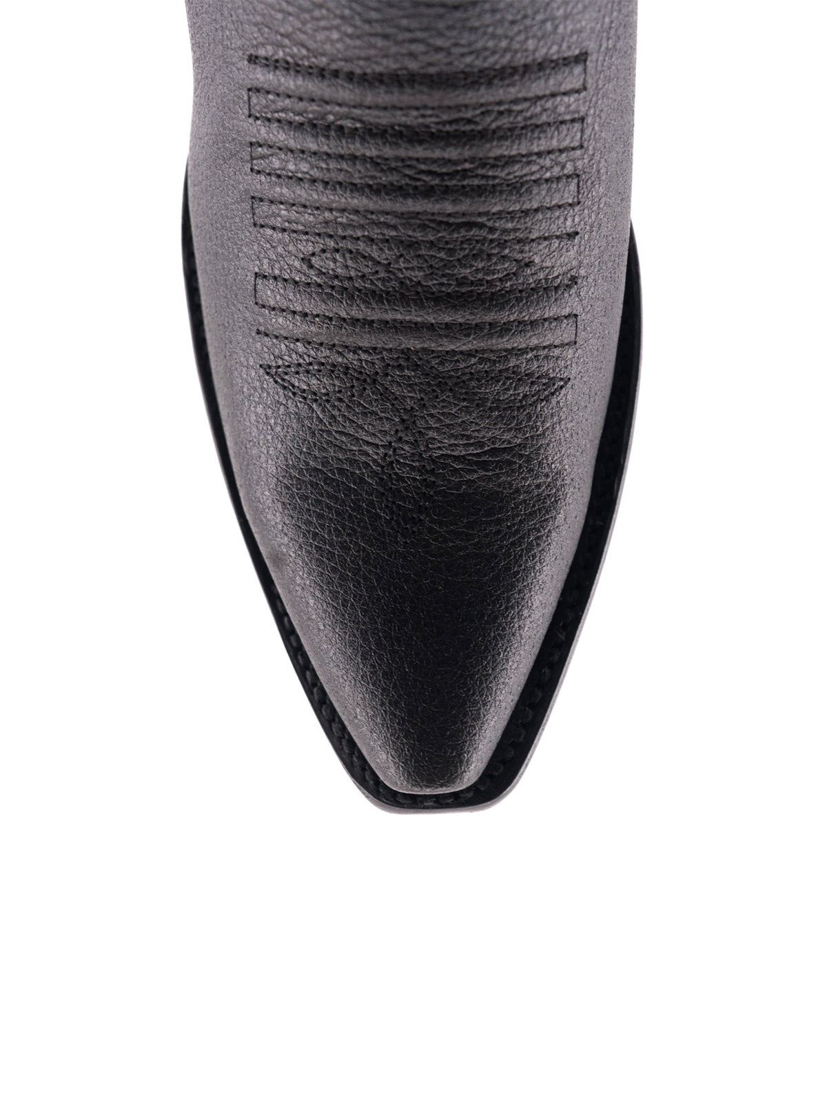 Western Snip-Toe Embroidery Mid Calf Cowgirl Boots - Black