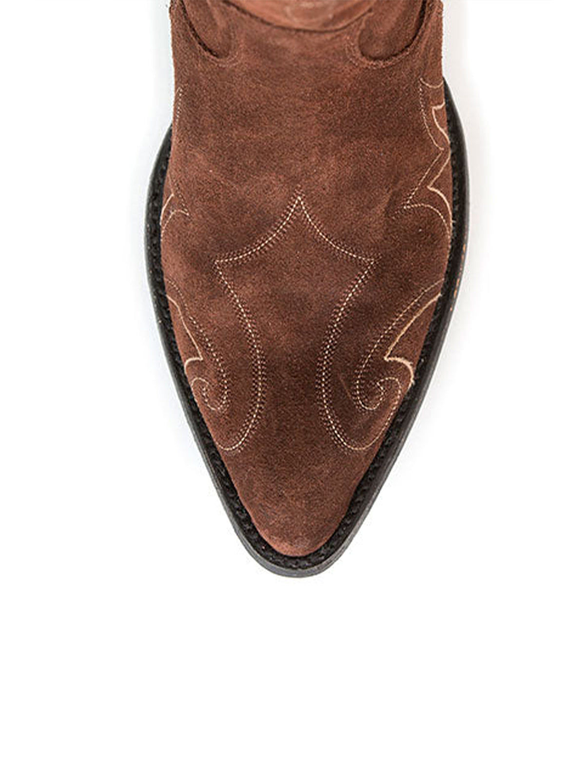 Side-Zip Pointed-Toe Chic Embroidery Wide Calf Knee High Cowgirl Boots - Brown