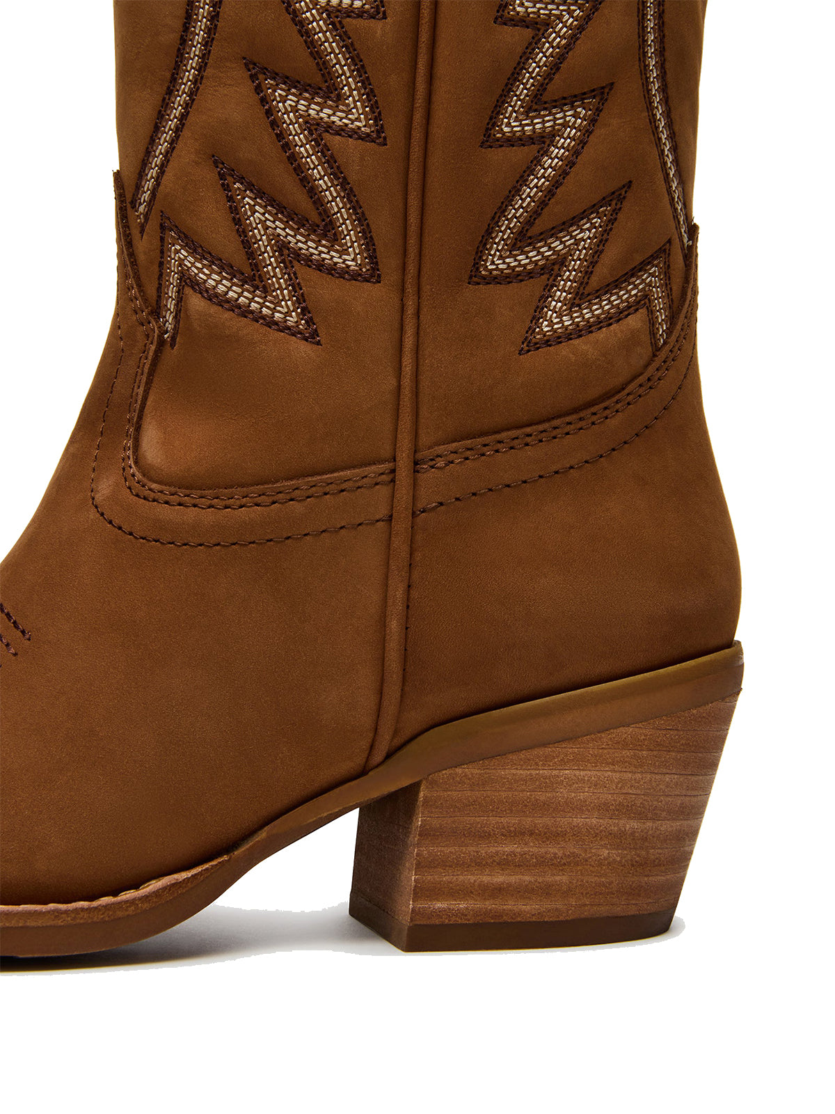 Cognac Pointed-Toe Wings Embroidery Mid Calf Cowgirl Boots