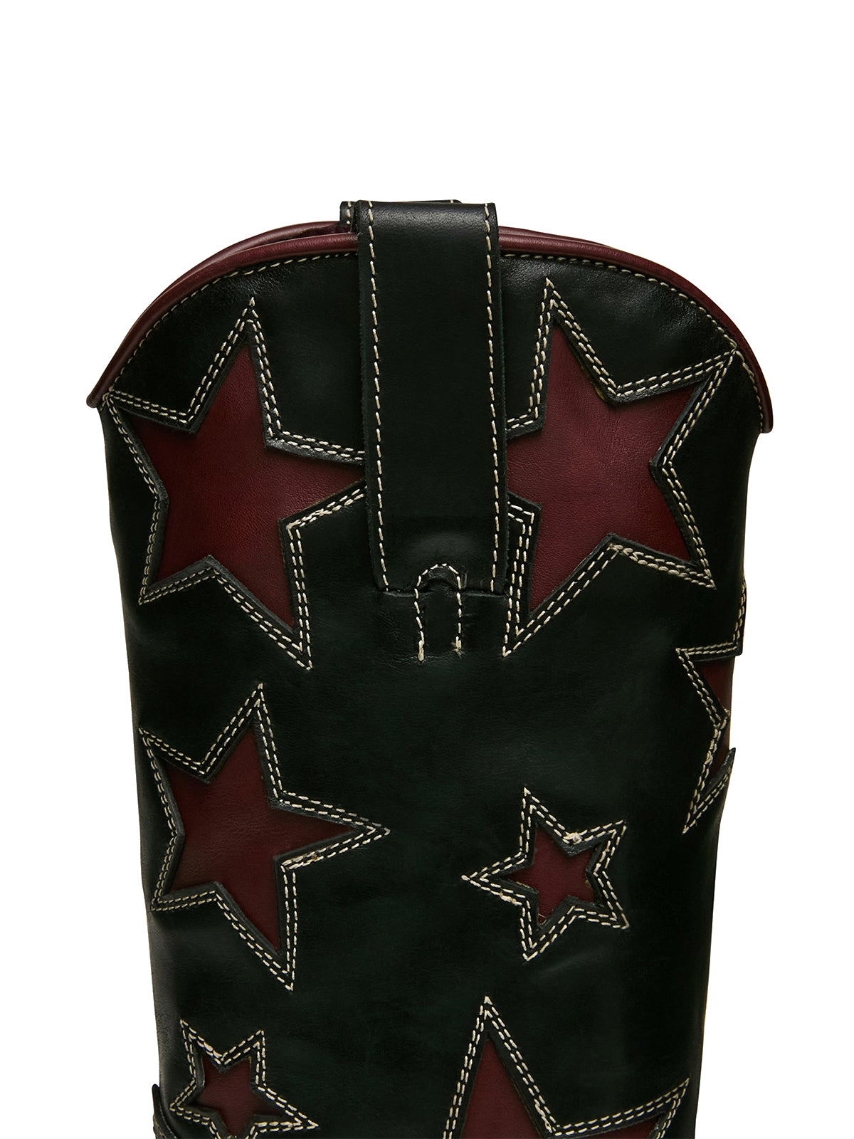 Black Almond-Toe Strass Inlay Classic Mid Calf Cowgirl Boots