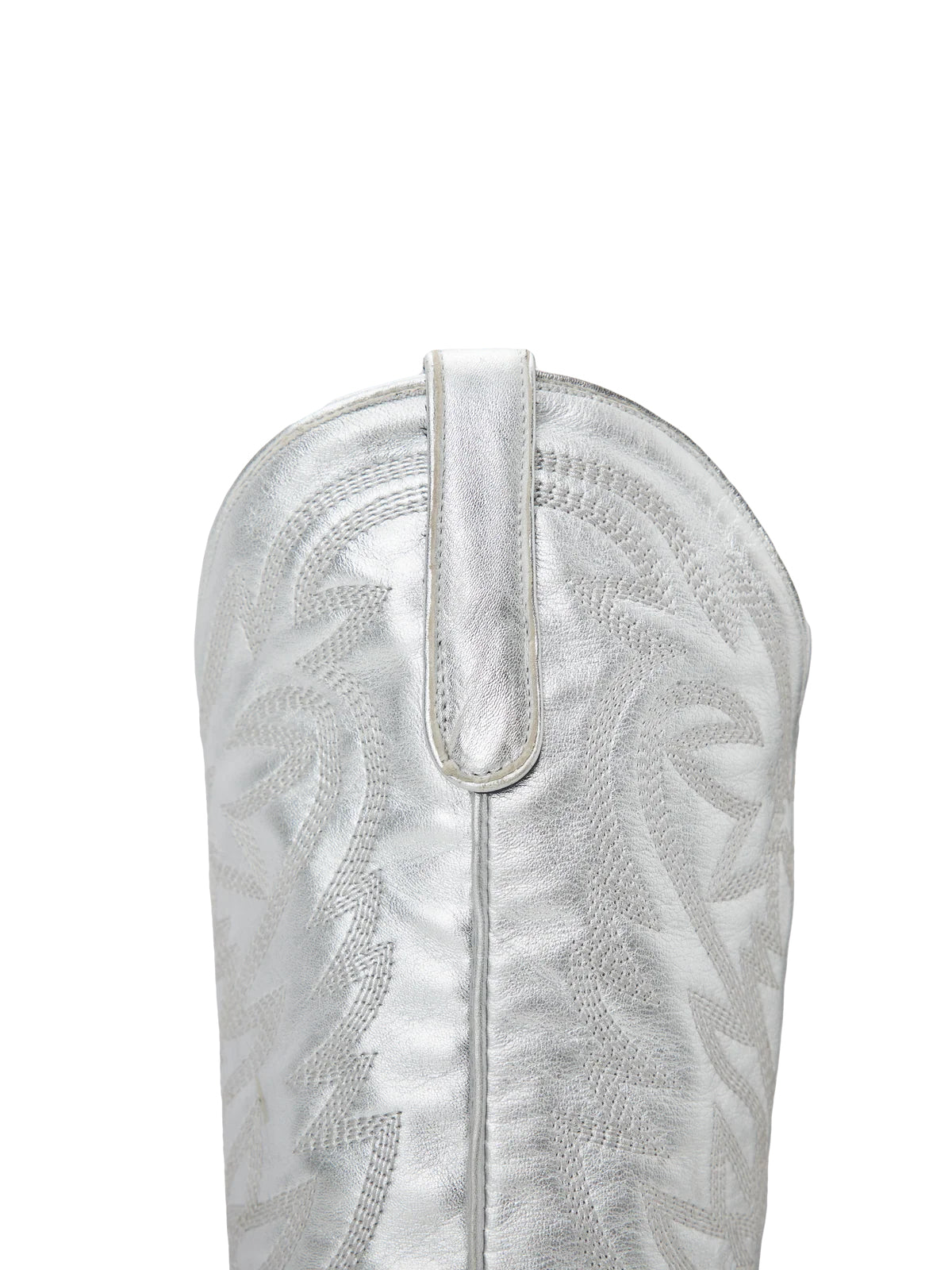 Western Snip-Toe Embroidery Classic Knee High Half-Zip Cowgirl Boots - Metallic Silver